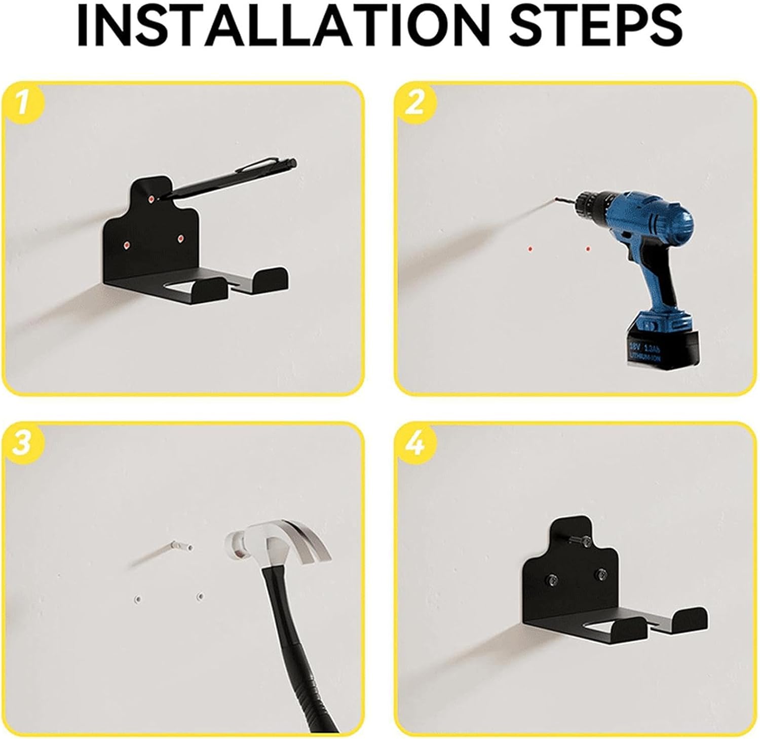 GENERIC Support Pour Outils électriques | Support Robuste Pour économiser De L'espace – Support Mural Pour Garage, Débroussailleuse D' , Intérieur, Extérieur, Jardin, Ferme, Sous-sol, Pelle, Râteau, Balai