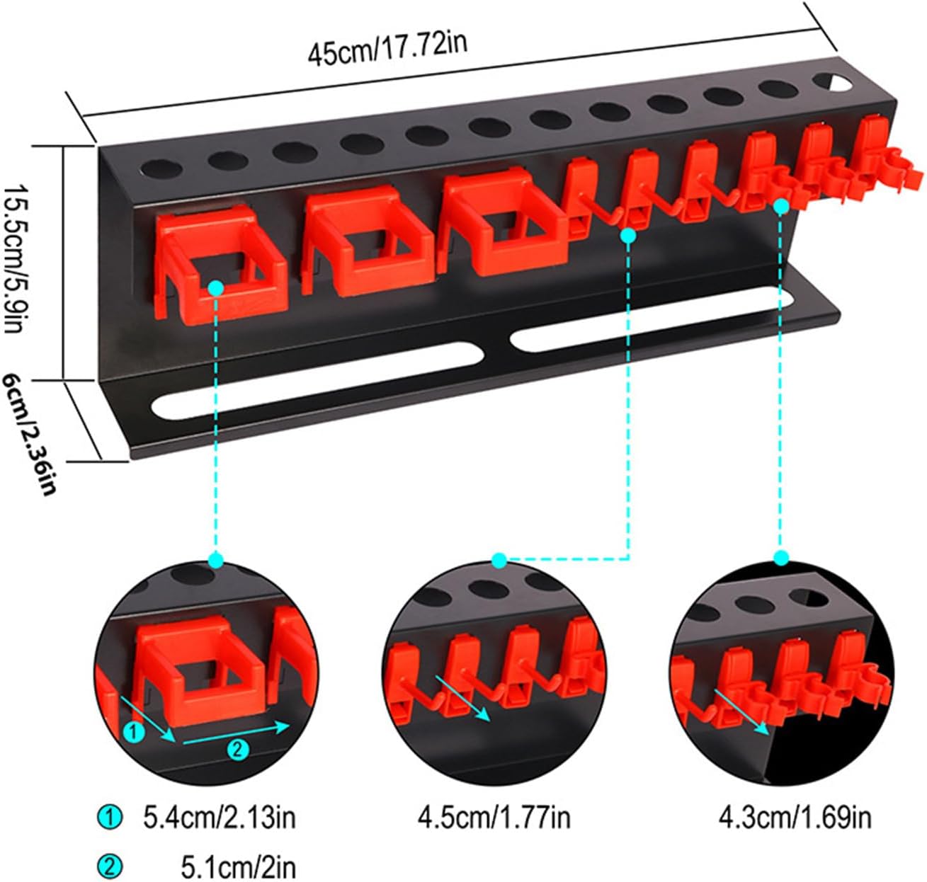 GENERIC Support Pour Flacon Pulvérisateur – Organiseur Mural Pour Outils Pneumatiques, 45 X 15,5 X 6 Cm – Outils De Nettoyage Avec Design Multifonctionnel – Porte-bouteilles Avec Support Pour Bouteilles De