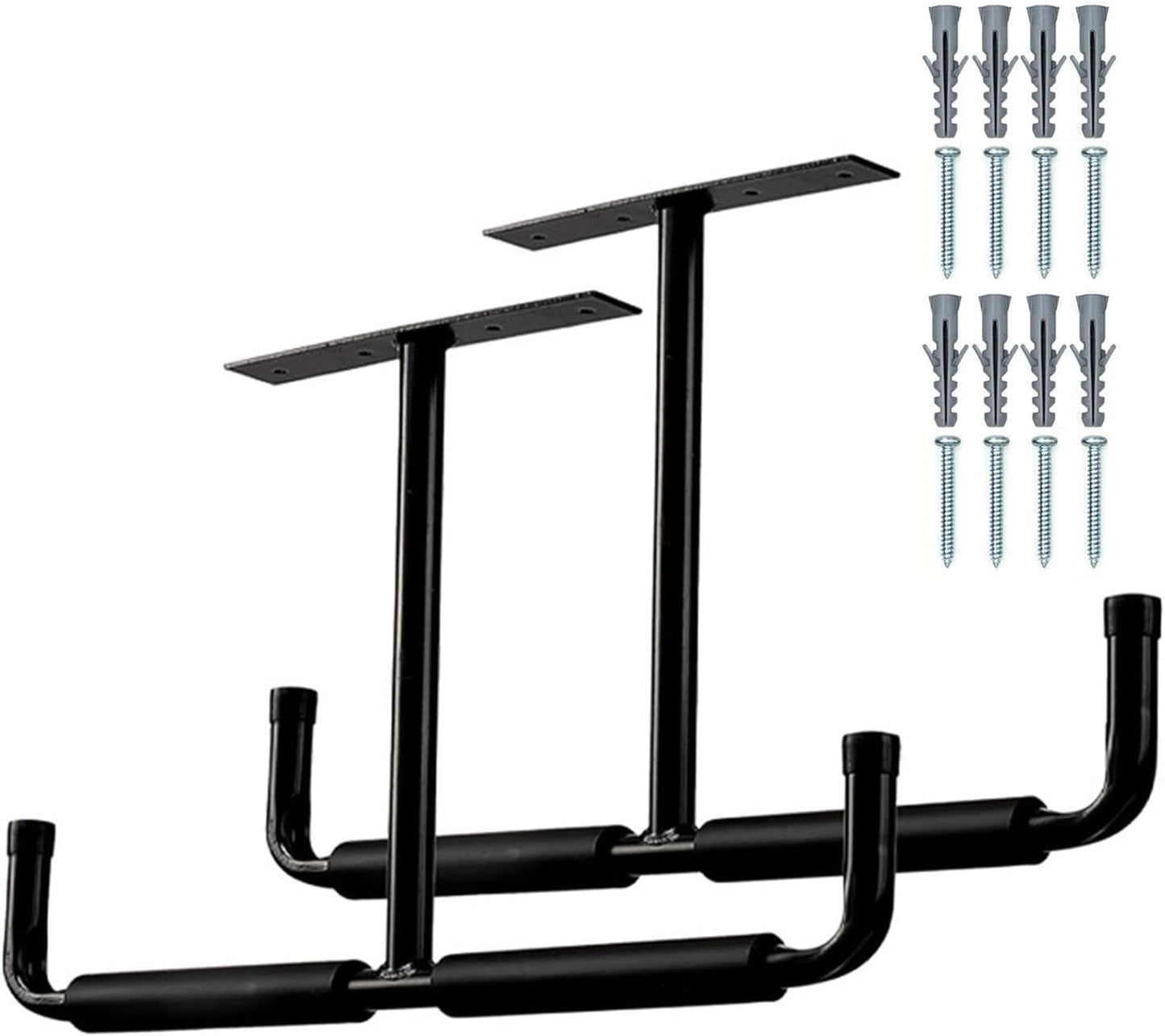  Racks De Rangement Pour Plafond De Garage - 2 Pièces Organisateur En Métal Robuste - Stockage Au Plafond Du Garage | Pour Échelle, Bois, Équipements Sportifs, Pelles, Cannes À Pêche, Skis, Cave, Abri
