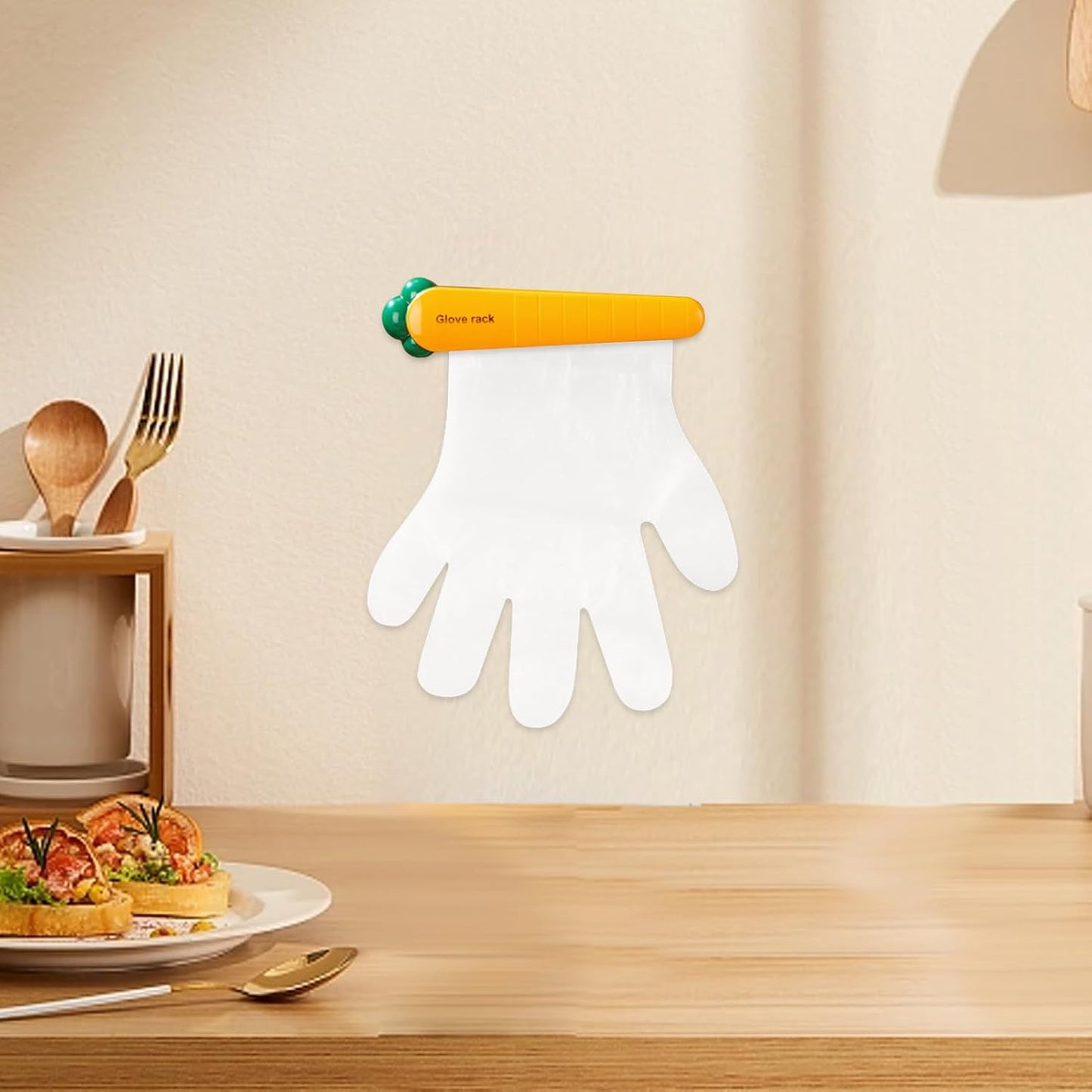  Glove Holder Wall Mount, Carrot Shape Clip, Space-Saving Design, Multifunctional Organizer, Home Storage Hook, Ideal For Kitchen And Refrigerator Doors, 7.87x0.98 Inch