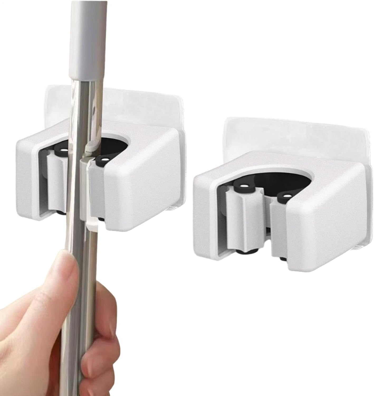 GENERIC Lot De 2 Supports Muraux Adhésifs Pour Balai Et Balais - Pour Cuisine, Salle De Bain, Garage, Buanderie