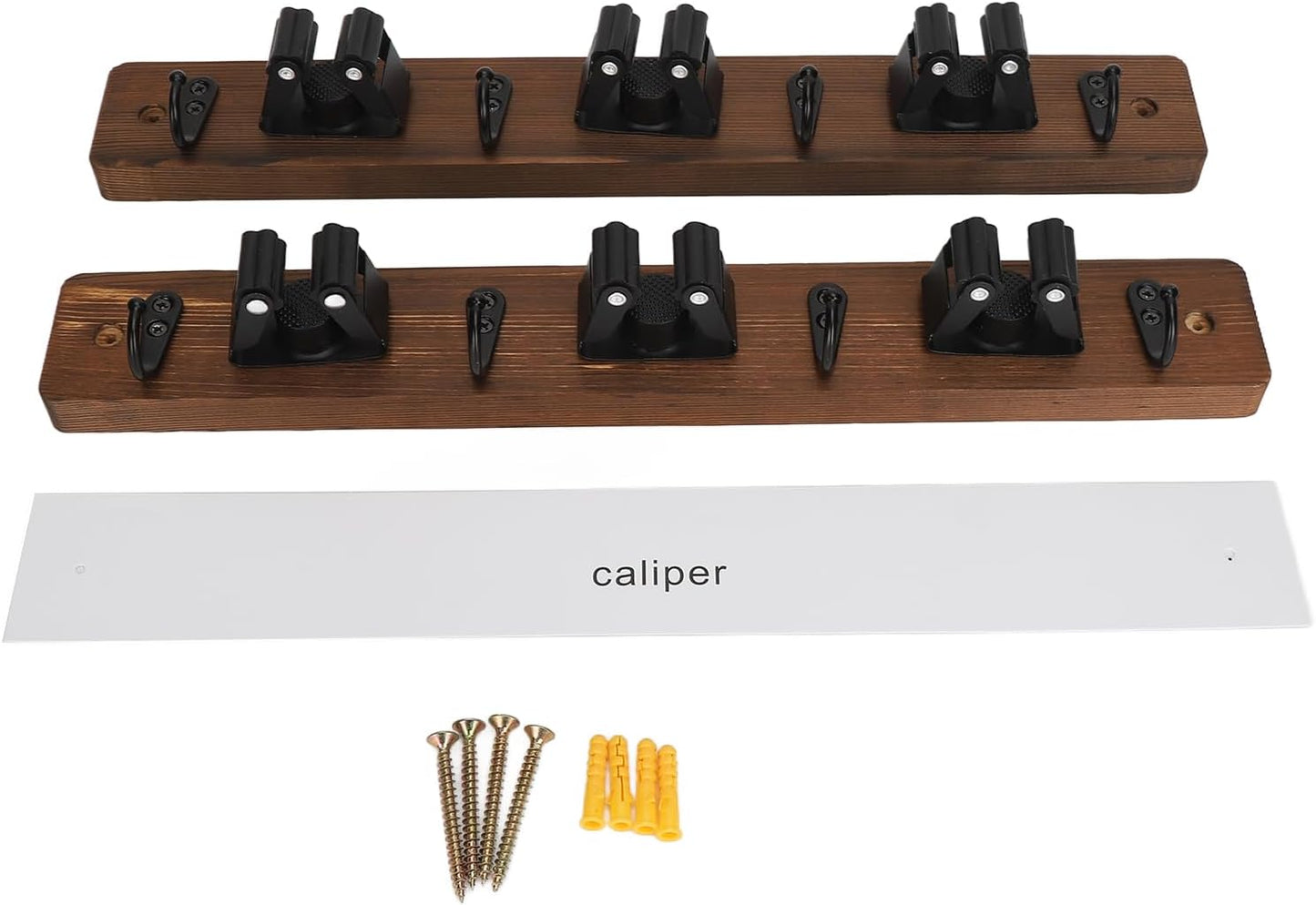  Lot De 2 Supports Muraux En Bois De Pin Pour Balai à Franges, 3 Positions, 4 Crochets, 39,9 X 5,6 Cm