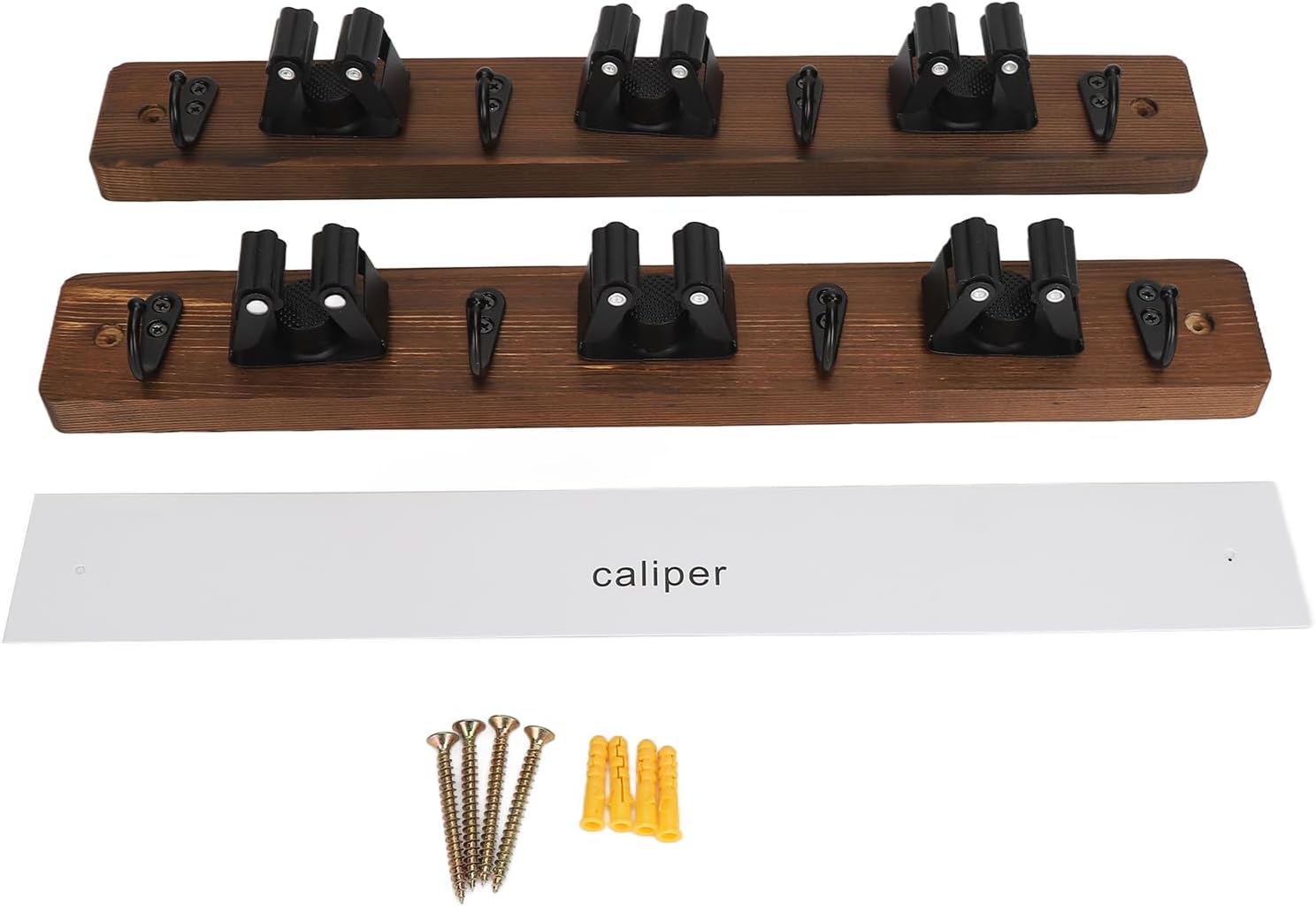  Lot De 2 Supports Muraux En Bois De Pin Pour Balai à Franges, 3 Positions, 4 Crochets, 39,9 X 5,6 Cm
