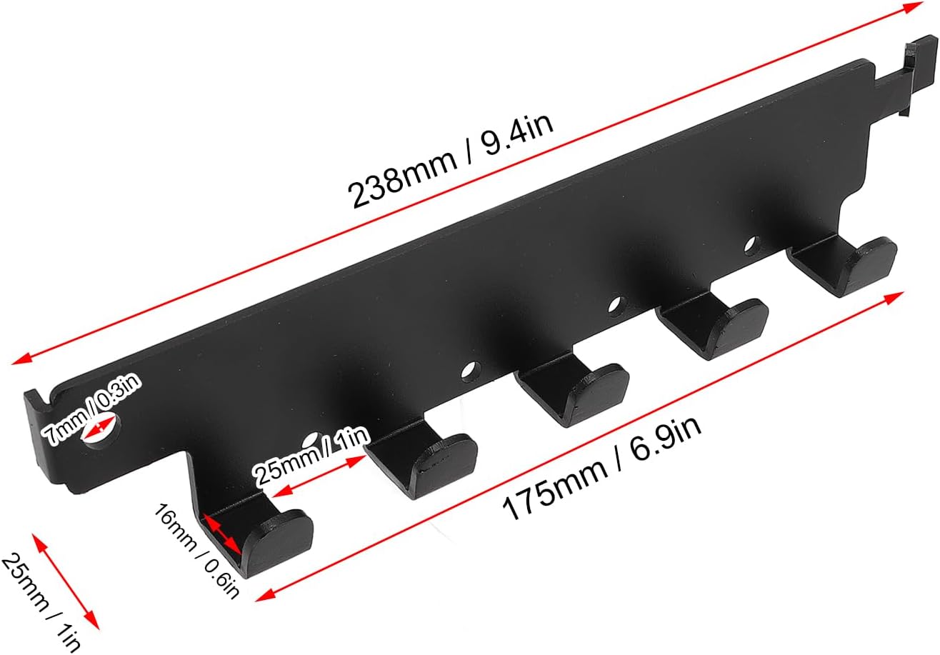  SIXRUN Étagère De Rangement Pour Outils En Alliage D'aluminium Avec 5 Crochets, Facile à Installer Pour Garage, Camping-car, Van, Camion, Noir