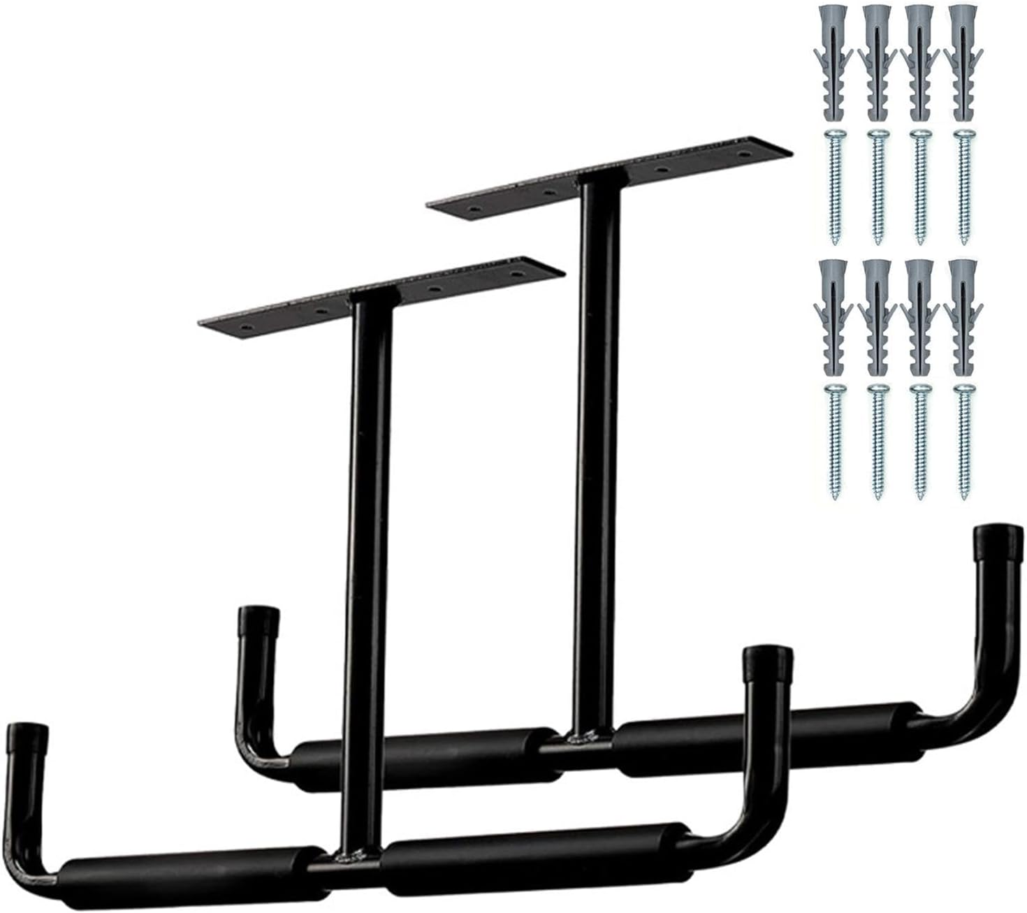  Générique Racks De Rangement Pour Plafond De Garage - 2 Pièces Organisateur En Métal Robuste,Crochets Suspendus Pour Garage,Pour Vélo, Échelle, Bois, Pelles, Perches, Cannes À Pêche, Skis, Sous-Sol,
