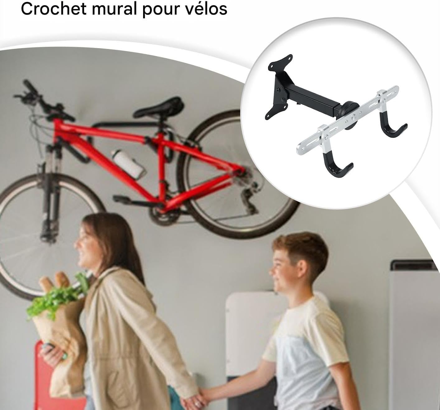  Générique Accroche-Vélo Mural | Crochet Garage Renforcé à Usage Intensif - Organisateur Robust Modulable Pour Rangement Organisation Atelier Maison Gain De Place Intérieur