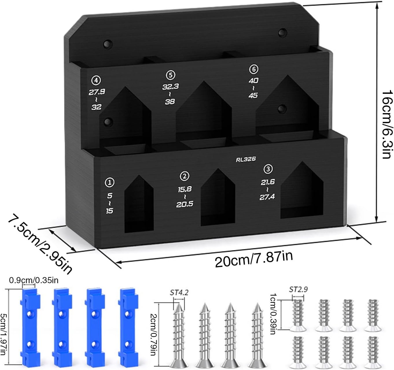  Rack De Rangement Mural à Pinces - Étagère Organisatrice Murale à 6 Compartiments | Range-outils à Fixation Par Serrage - Pour Garage Atelier Abri Maison