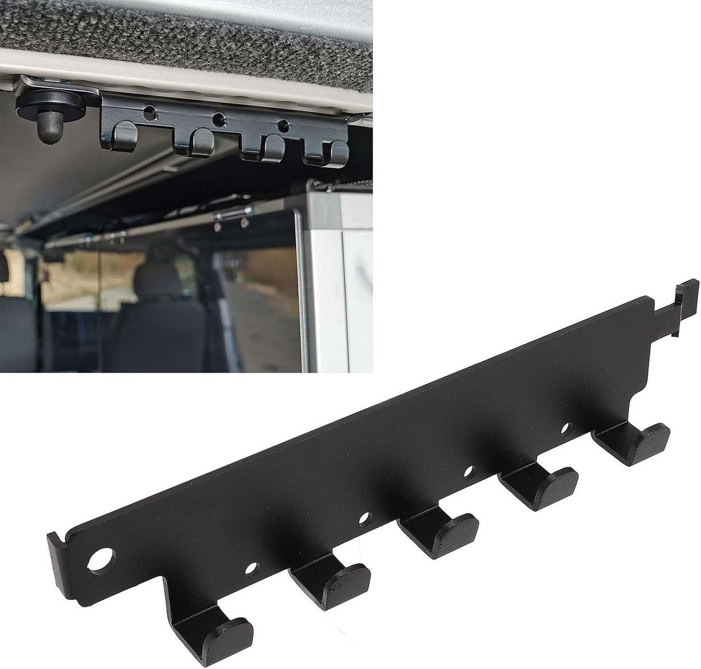  SIXRUN Étagère De Rangement Pour Outils En Alliage D'aluminium Avec 5 Crochets, Facile à Installer Pour Garage, Camping-car, Van, Camion, Noir