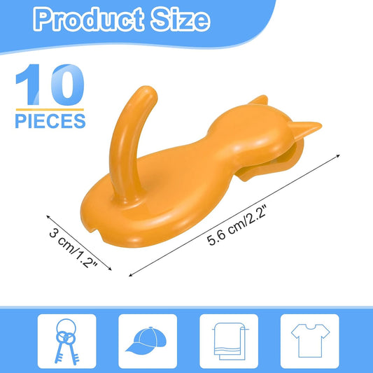  Sourcing Map Lot De 10 Crochets Muraux En Forme De Chat En Plastique Pour Garage, Magasin, Entrepôt, Magasin, Maison, 5,6 Cm, Orange