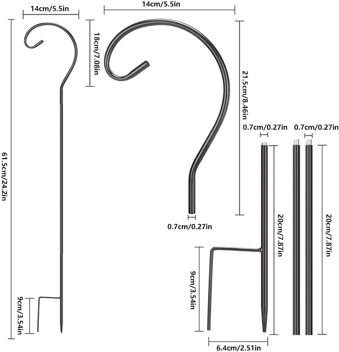  Crochets De Berger Pour L'extérieur – Support De Mangeoire à Oiseaux Réglable En Hauteur De 61,5 Cm Crochet De Berger Pour Nichoir De Jardin, Carillon éolien, Lumière Solaire, Couronne De Lanterne De