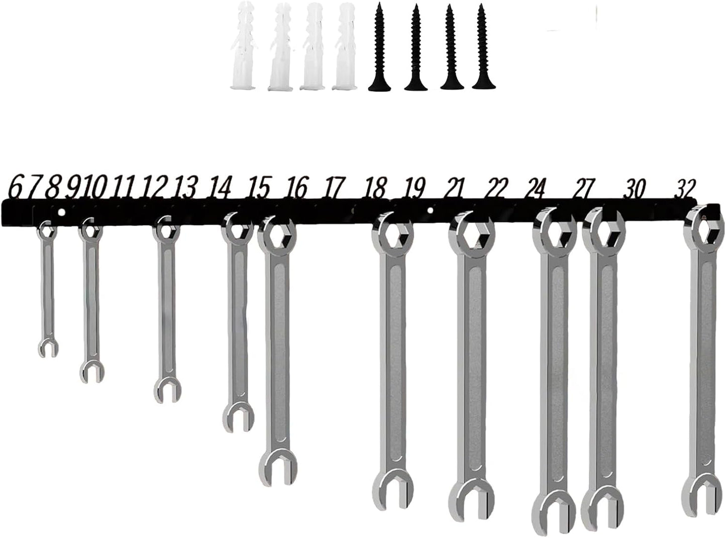  Générique Porte-Clés Pour Clés À Molette - Organisateur Mural Pour Clés À Molette,Crochets Muraux Pour Le Garage Et L Atelier | Pour Abri, Camion, Fourgon, Jardin, Magasin, Mécanicien, Cour E