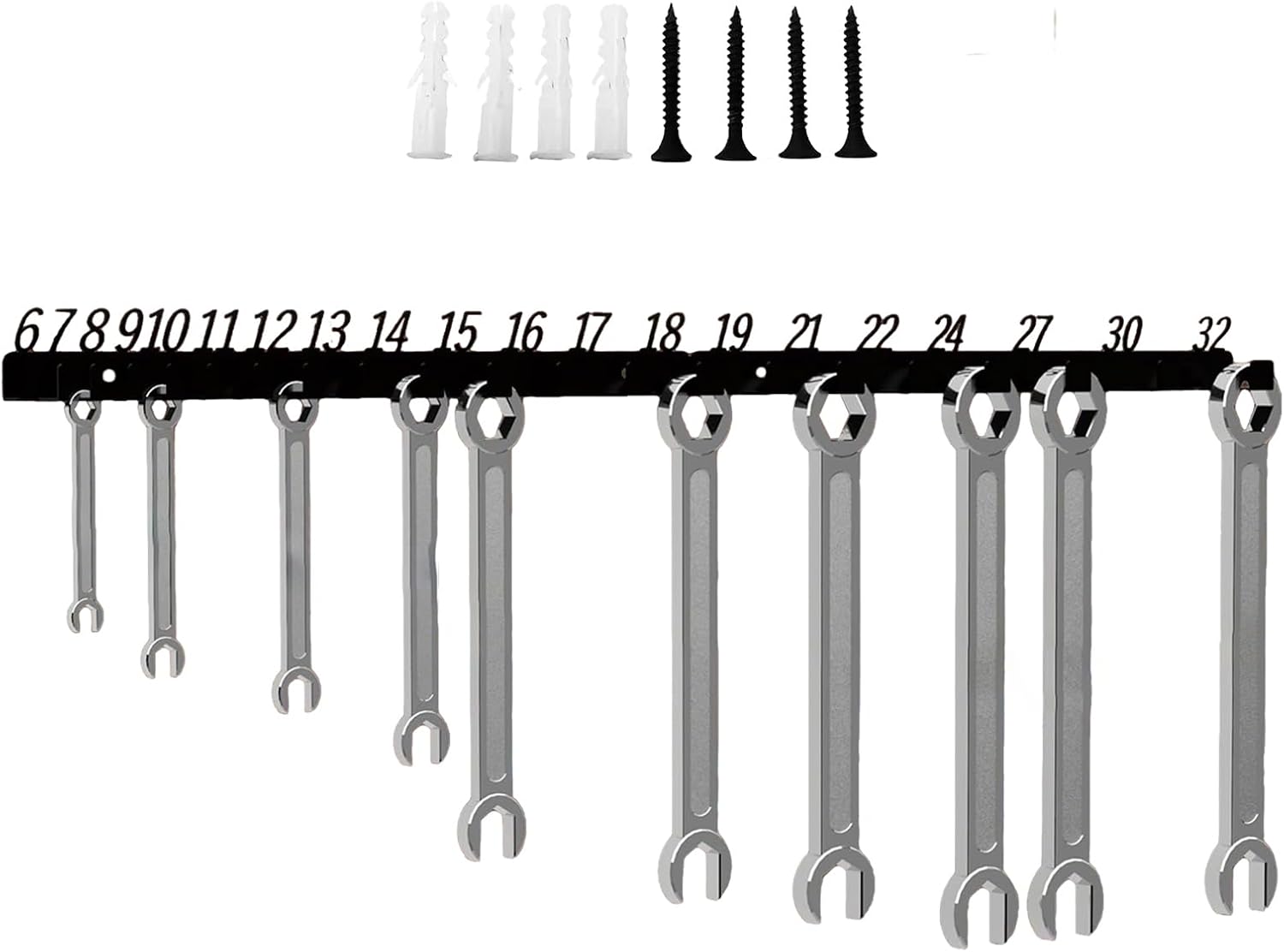  Générique Porte-Clés Pour Clés À Molette - Organisateur Mural Pour Clés À Molette,Crochets Muraux Pour Le Garage Et L Atelier | Pour Abri, Camion, Fourgon, Jardin, Magasin, Mécanicien, Cour E