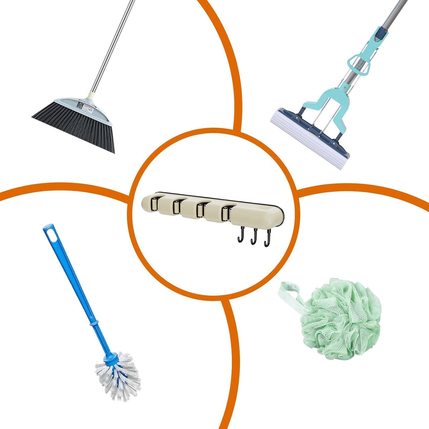 Organiseur D'outils De Cuisine, Porte-outils De Garage, Support De Balai Sans Perçage, Organisateur D'outils Multifonctionnel, Organisateur D'outils De Jardin, Organisateur De Balais Et De