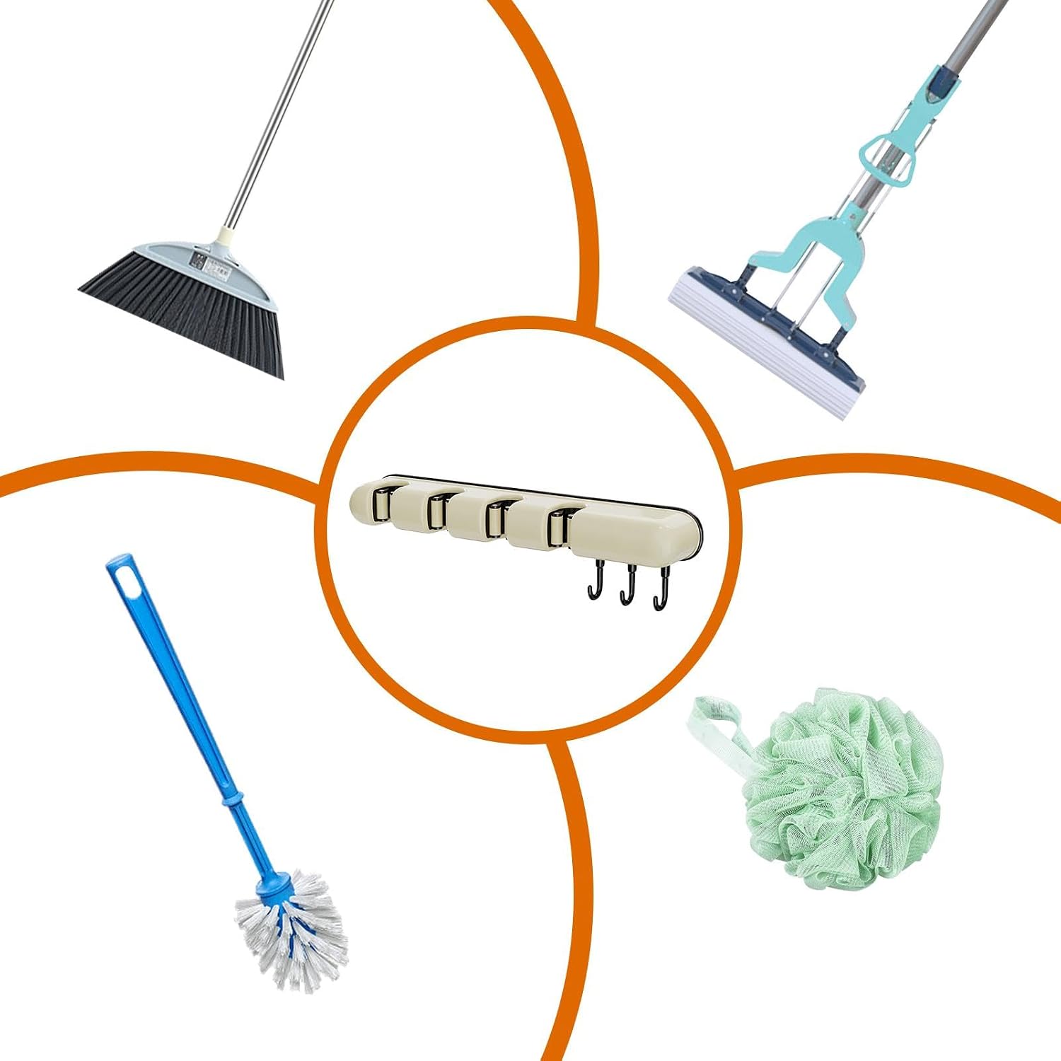  Organiseur D'outils De Cuisine, Porte-outils De Garage, Support De Balai Sans Perçage, Organisateur D'outils Multifonctionnel, Organisateur D'outils De Jardin, Organisateur De Balais Et De