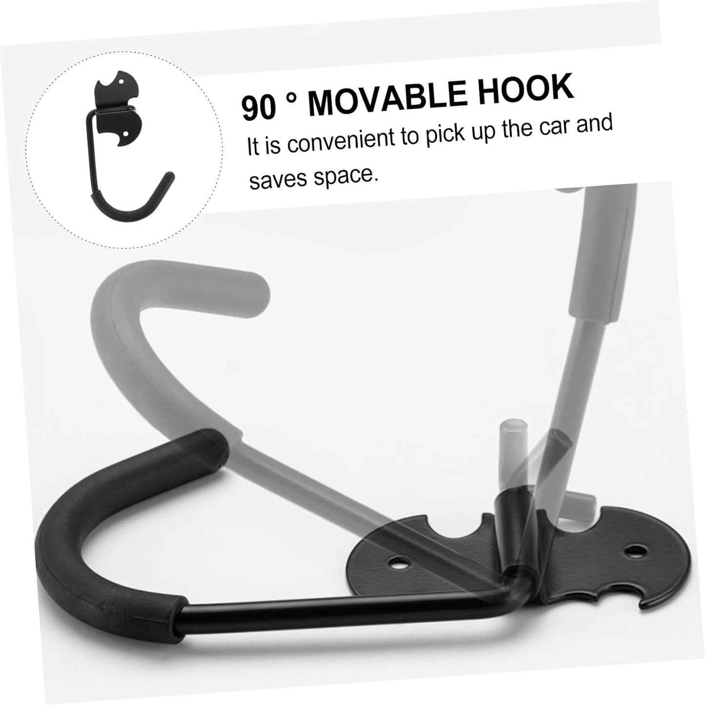  Jojofuny Lot De 2 Crochets Muraux Utilitaires Réglables à 90° En Acier Revêtement Caoutchouc Anti-rayure Pour Rangement Vélo Et Garage, Support Lourd Et Organisation Pratique
