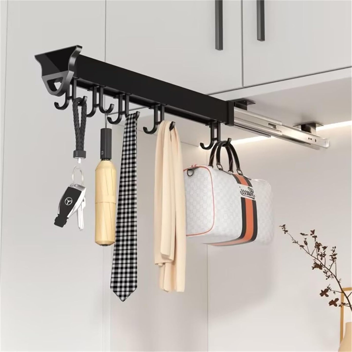  Pot Et Poêle Réglables En Aluminium Avec Crochets Pour Balai Et Balai Pour Placard - Solution De Rangement Peu Encombrante (36 Cm, 12 Crochets)