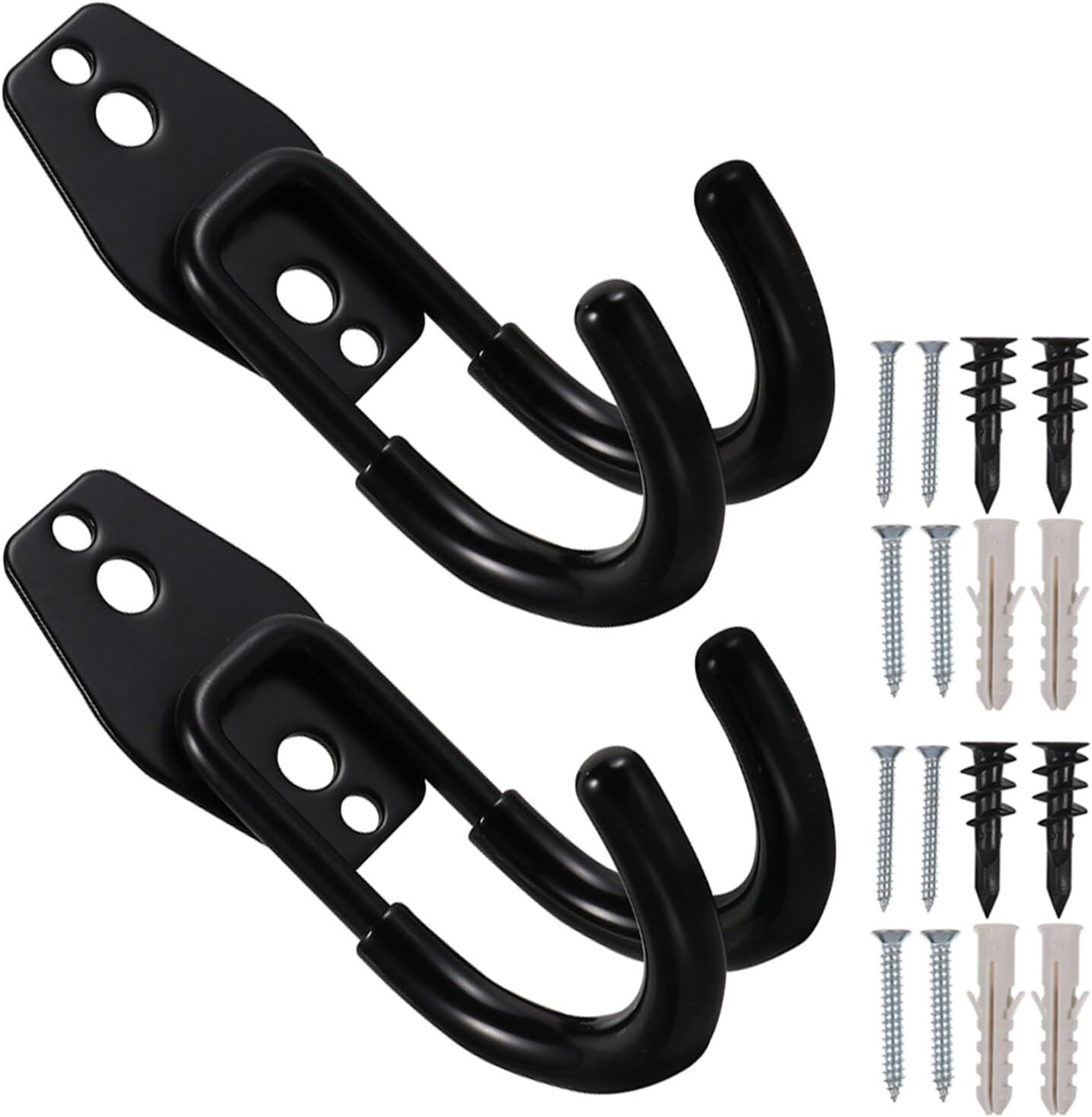  VALICLUD Lot De 4 Crochets Muraux Robustes En Acier Inoxydable Noir Avec Vis Support De Tuyau D'Arrosage Antidérapant Pour Jardin Garage Et Abri De Jardin Rangement Extérieur Solide
