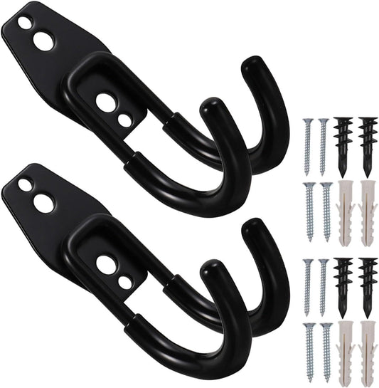 VALICLUD Lot De 4 Crochets Muraux Robustes En Acier Inoxydable Noir Avec Vis Support De Tuyau D'Arrosage Antidérapant Pour Jardin Garage Et Abri De Jardin Rangement Extérieur Solide