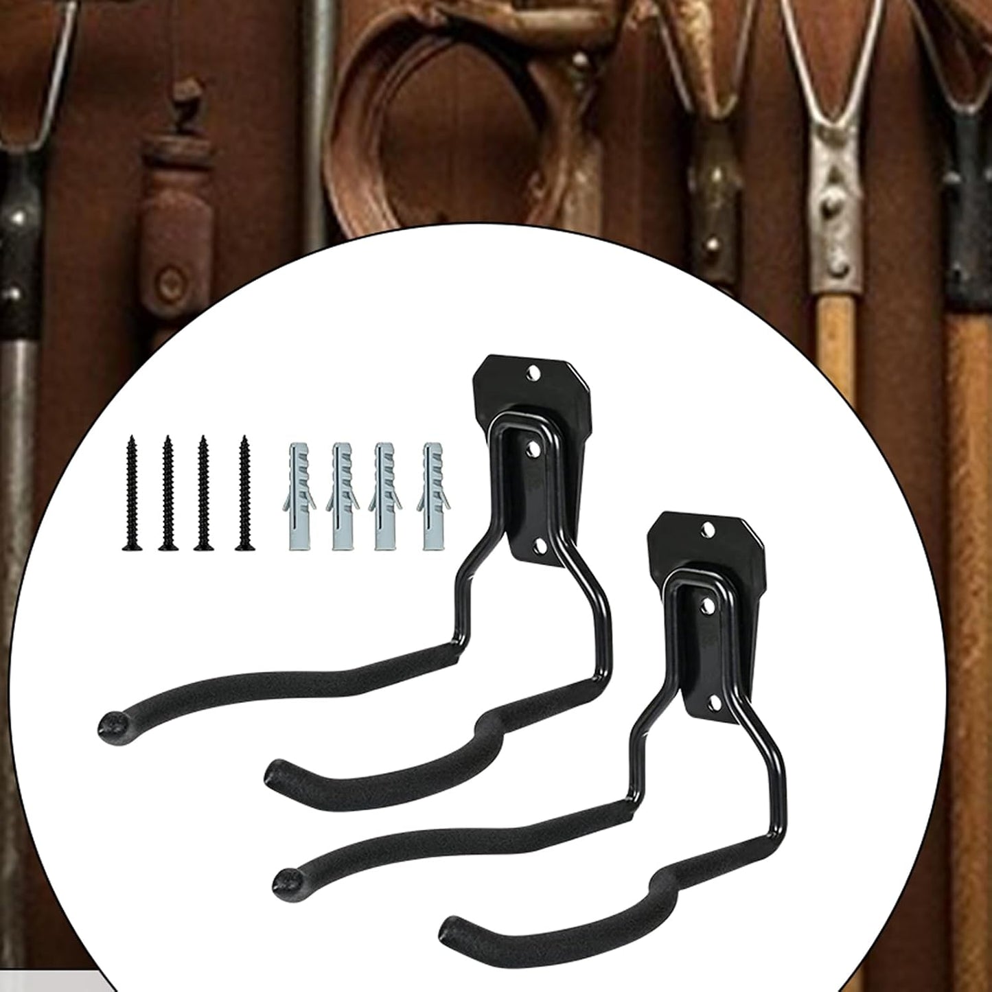  Générique Crochets Mural Garage - Support D'Outils Noir Antirouille,Acier | Organisateur Polyvalent Gain De Place Avec Crochets Pour Système De Rangement Mural De Garage