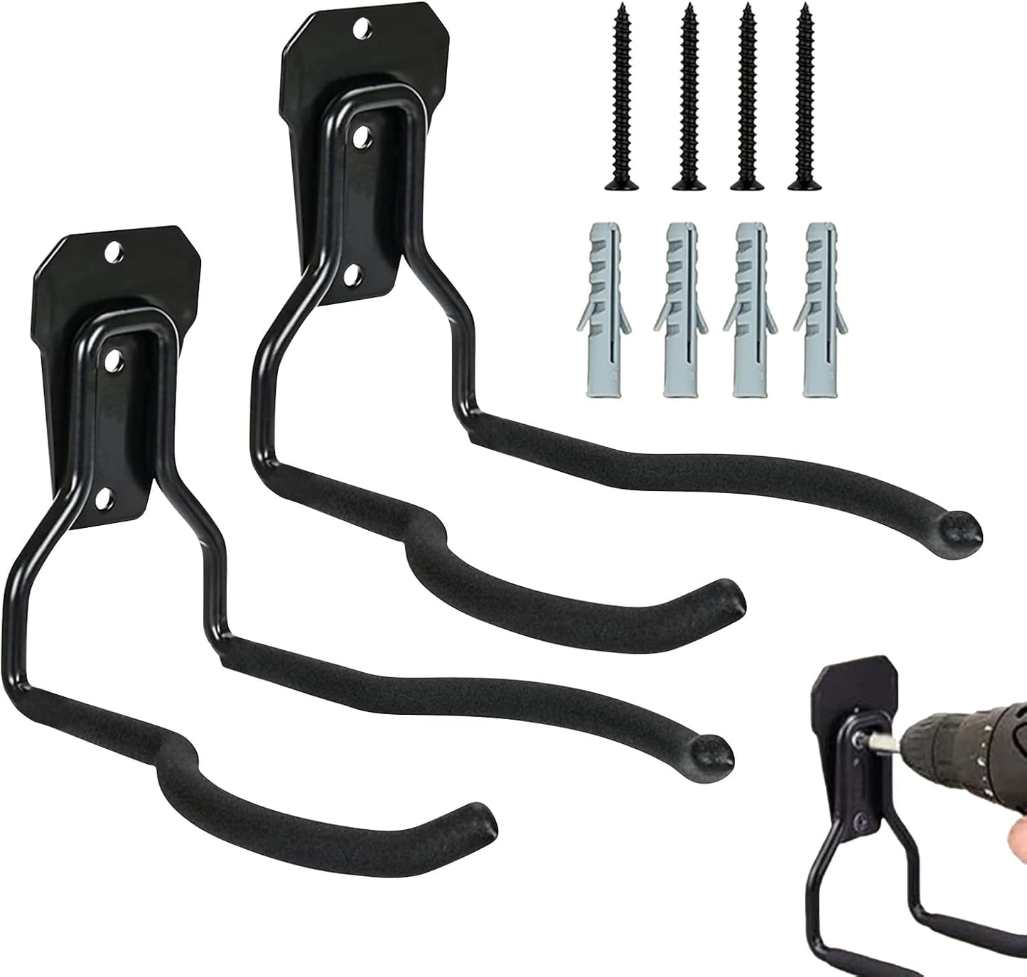  Générique Porte-Outils De Jardin Mural | Support D'Outils Noir Antirouille - Suspension Pour Outils | Organisateur Polyvalent Gain De Place Avec Crochets Pour Système De Rangement Mural De Garage