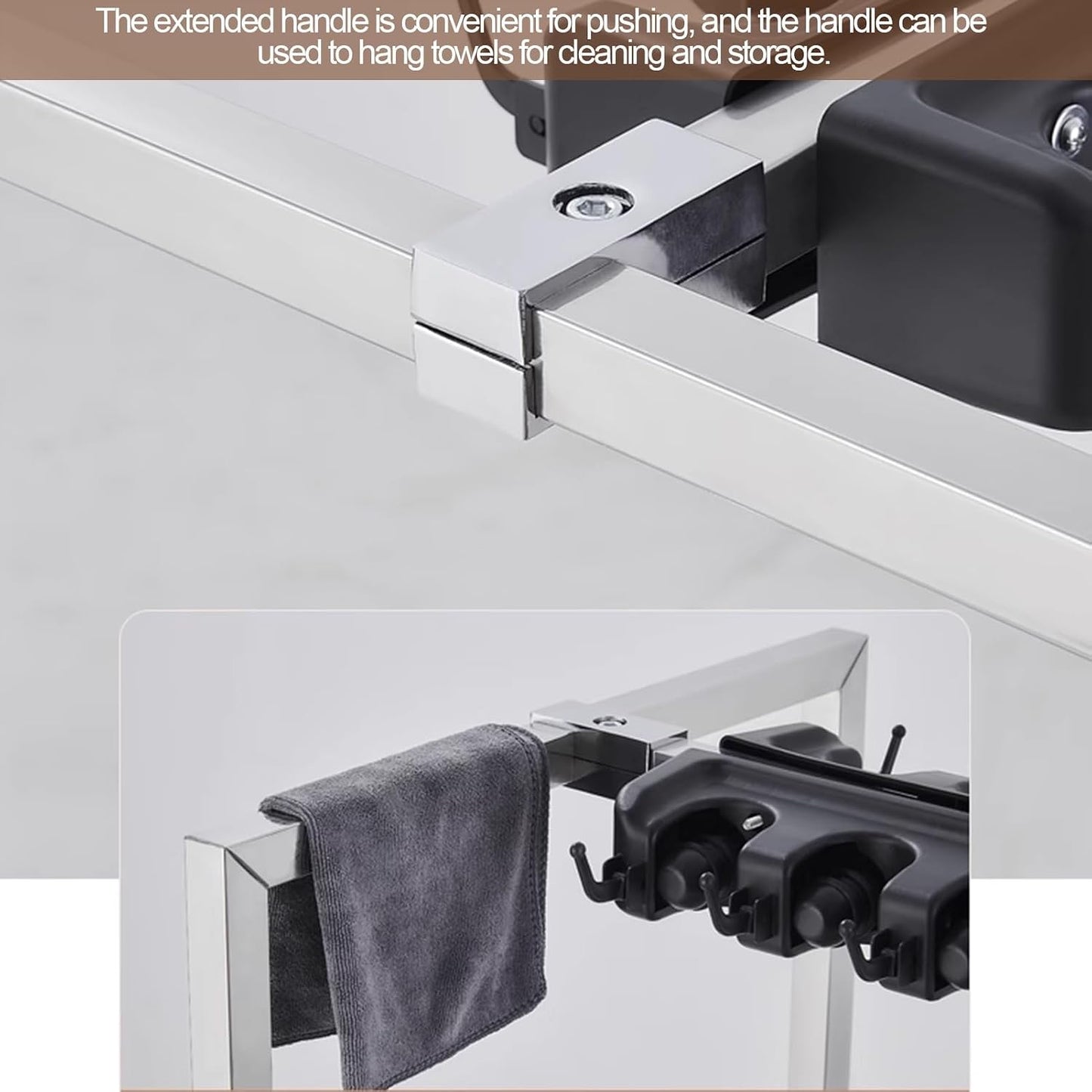 GENERIC Support Pour Balai Et Chariot à Outils De Nettoyage Avec 10 Emplacements, Support De Rangement Mobile Pour Parapluie, Accoudoirs Et Bouton De Vidange, Idéal Pour Un Usage Domestique Et Commercial