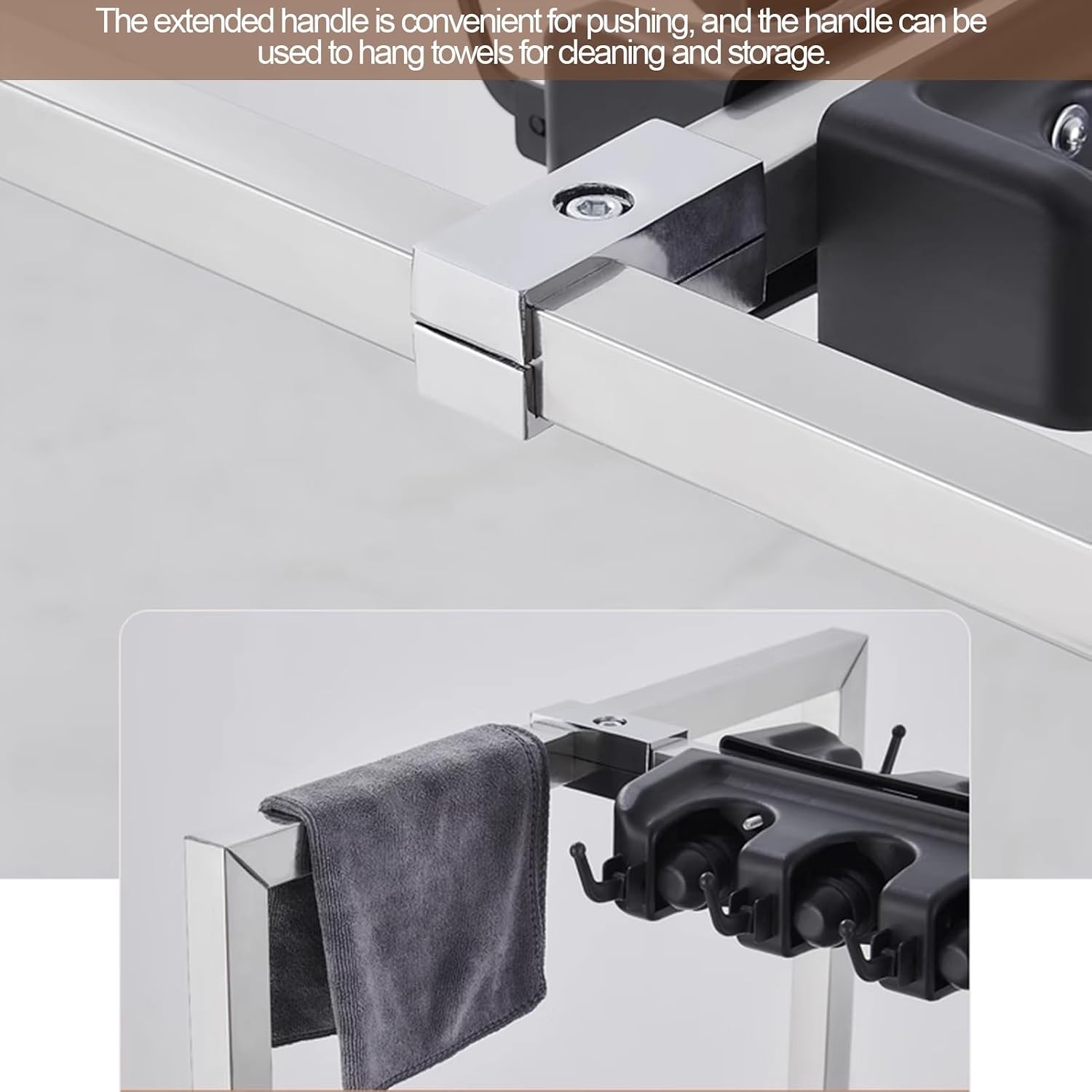 GENERIC Support Pour Balai Et Chariot à Outils De Nettoyage Avec 10 Emplacements, Support De Rangement Mobile Pour Parapluie, Accoudoirs Et Bouton De Vidange, Idéal Pour Un Usage Domestique Et Commercial