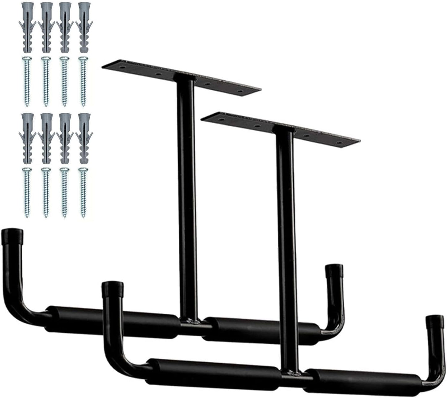  Racks De Rangement Pour Plafond De Garage,2 Supports En T En Métal Robuste | Crochets Suspendus Pour Garage | Pour Échelle, Bois, Équipements Sportifs, Pelles, Cannes À Pêche, Skis, Cave, Abri De