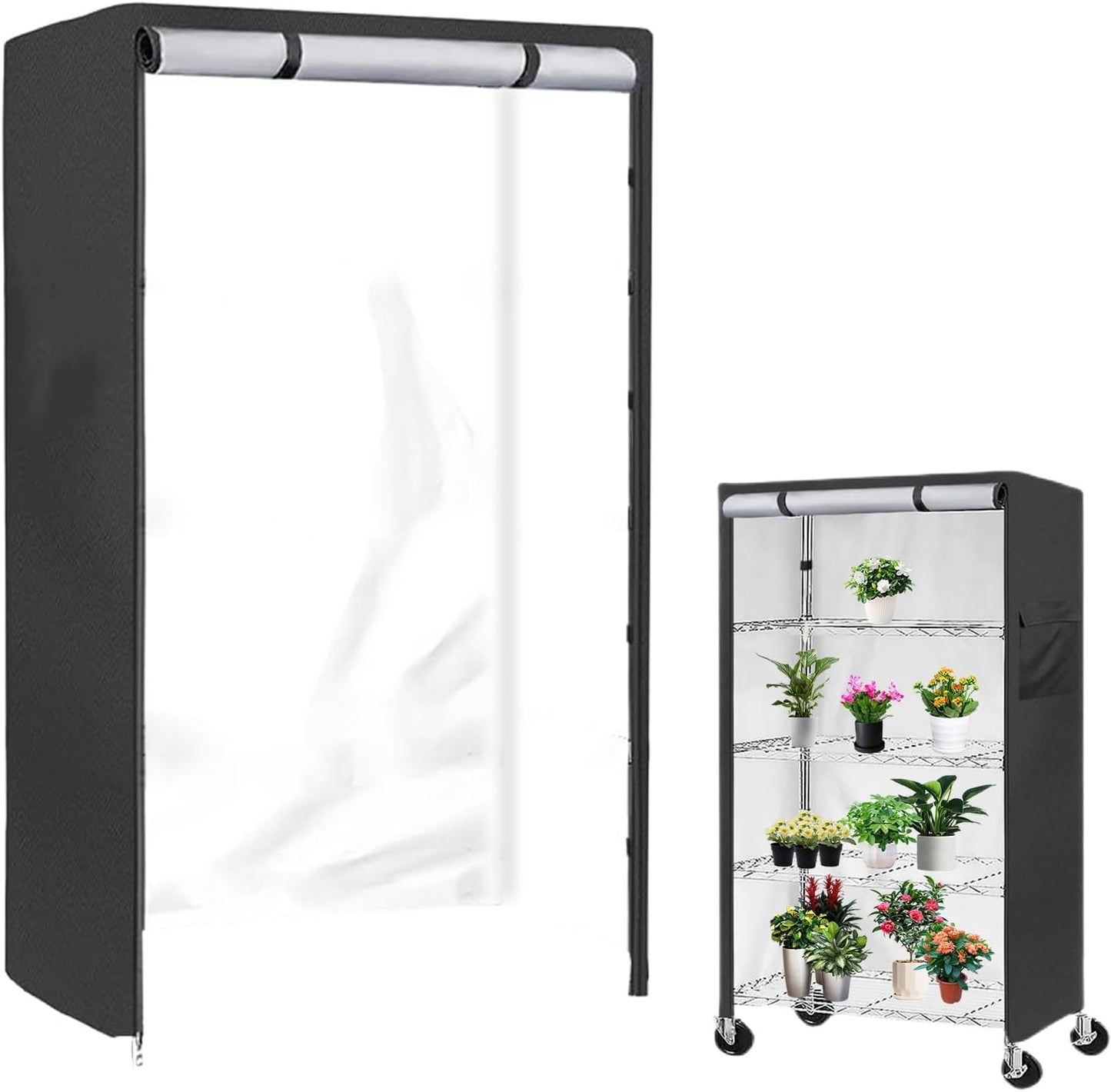  Generisch Housse De Rack En Fil Avec Fermeture éclair, Protection Pour étagère, 61,81 X 29,02 X 13,78 Pouces, Housses De Rangement De Protection Pour L'organisation De Base De Garage De Cuisine Et La