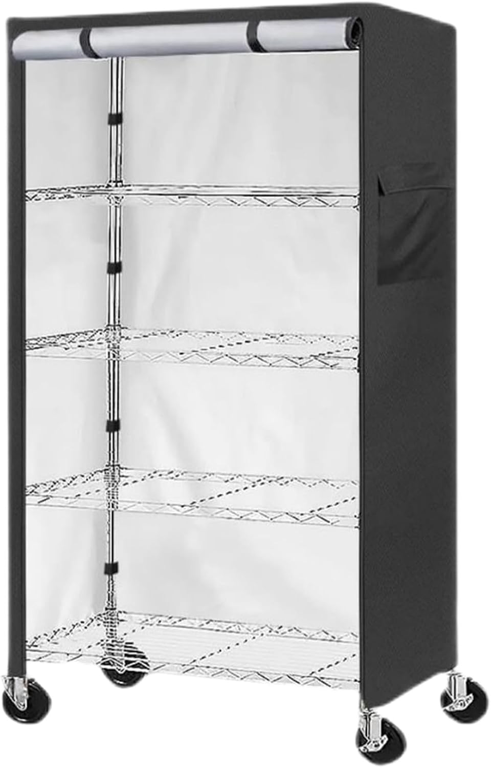  Generisch Housse De Rack En Fil Avec Fermeture éclair, Protection Pour étagère, 61,81 X 29,02 X 13,78 Pouces, Housses De Rangement De Protection Pour L'organisation De Base De Garage De Cuisine Et La