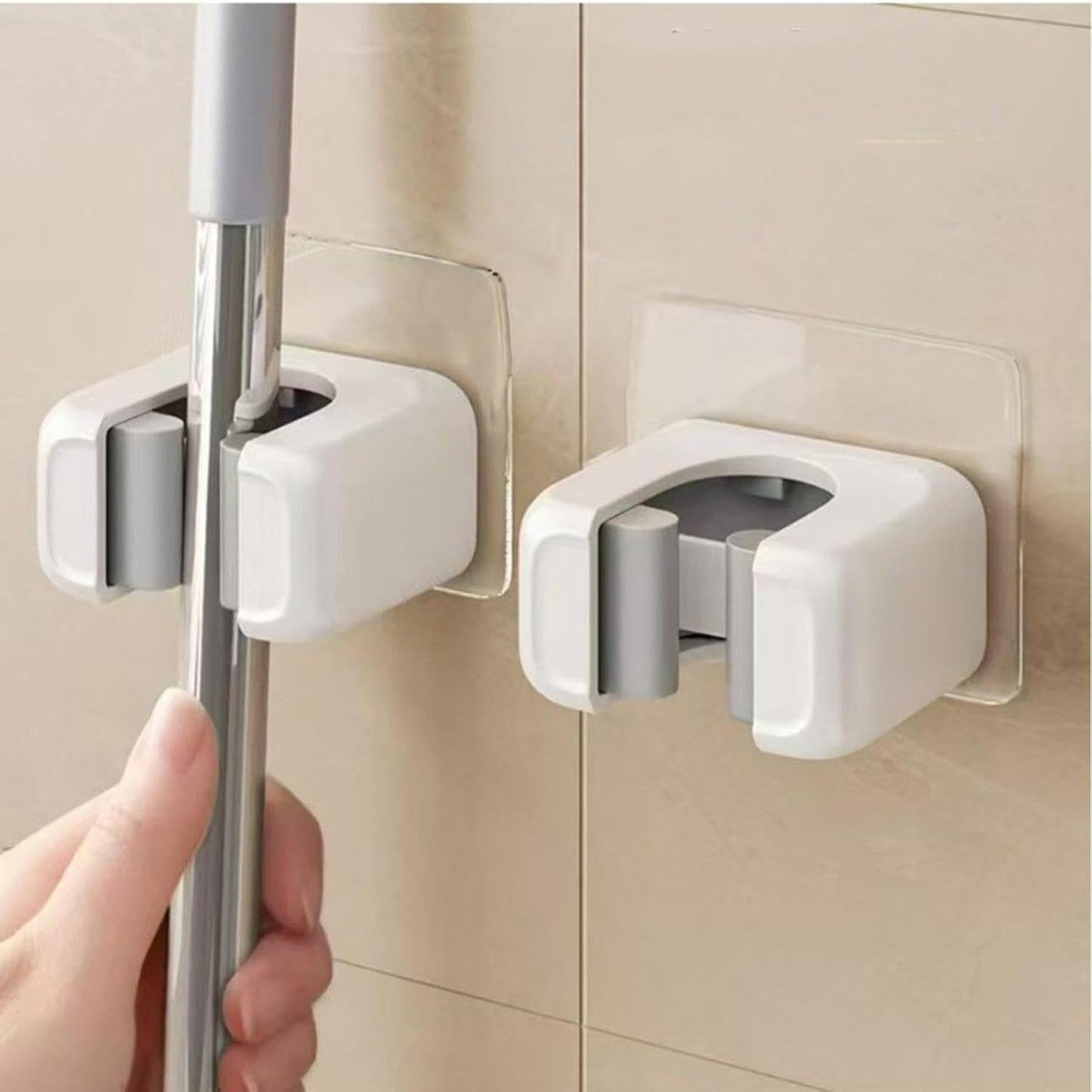 GENERIC Lot De 2 Supports Muraux Adhésifs Pour Balai Et Balais - Pour Cuisine, Salle De Bain, Garage, Buanderie