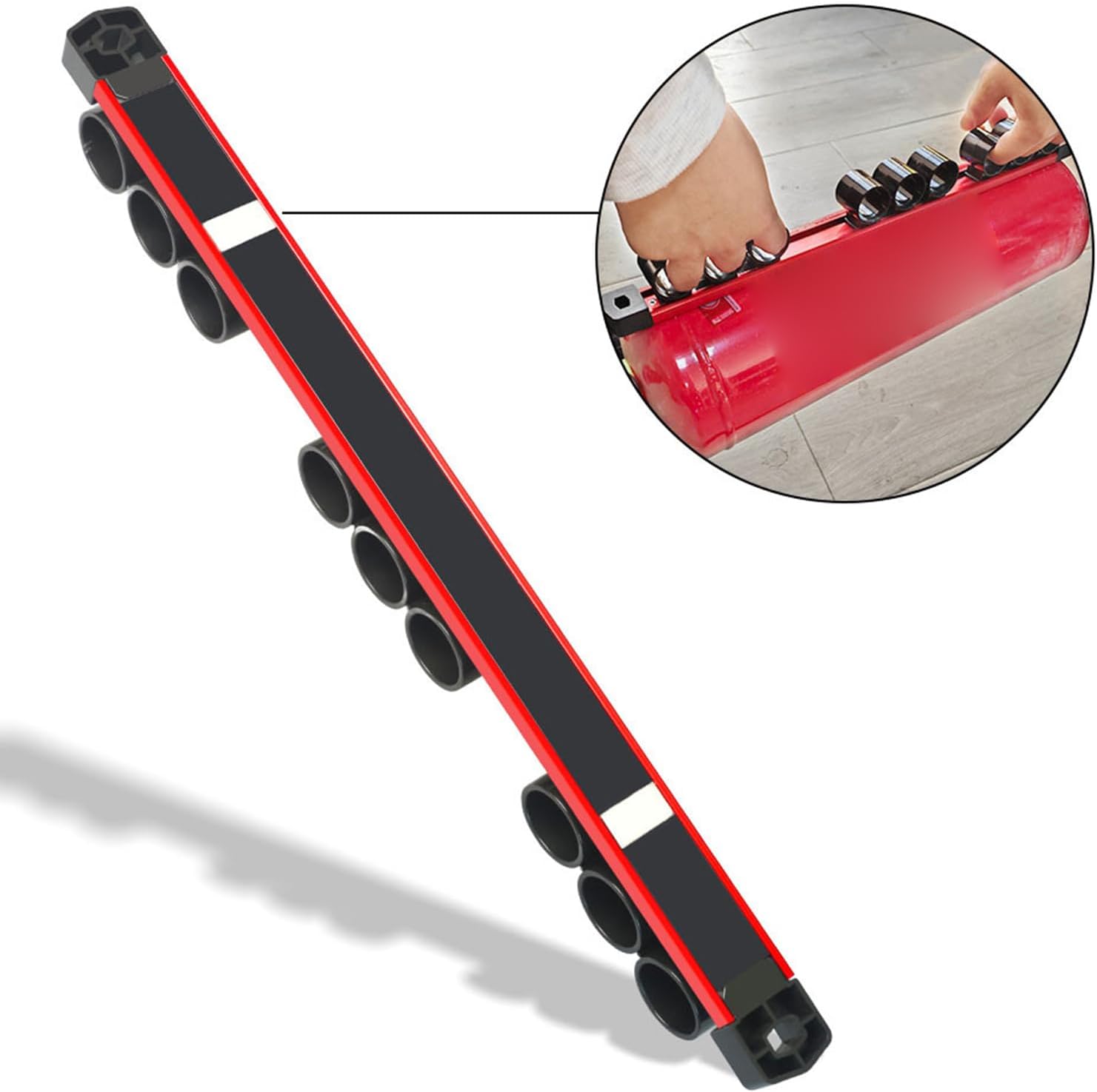  Porte-Tournevis Magnétique,Rangement Pour Clés Et Outils - Rail D'Organisation à 9 Trou Pour Outils : Clés, Pinces Et Ciseaux Avec Porte-Écrous