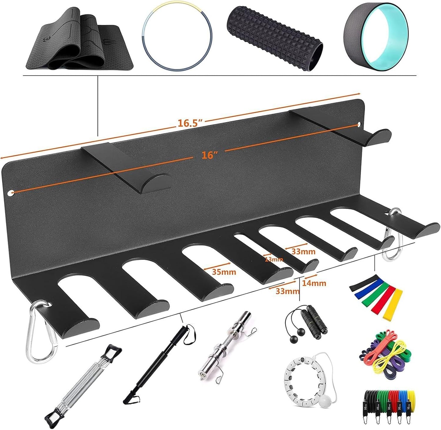  Porte-Accessoires De Fitness,Rangement Pour Équipement D'Entraînement | Support Mural Robust Étagères Gain De Place Pour Salle D'Entraînement Maison Fitness Yoga Garage