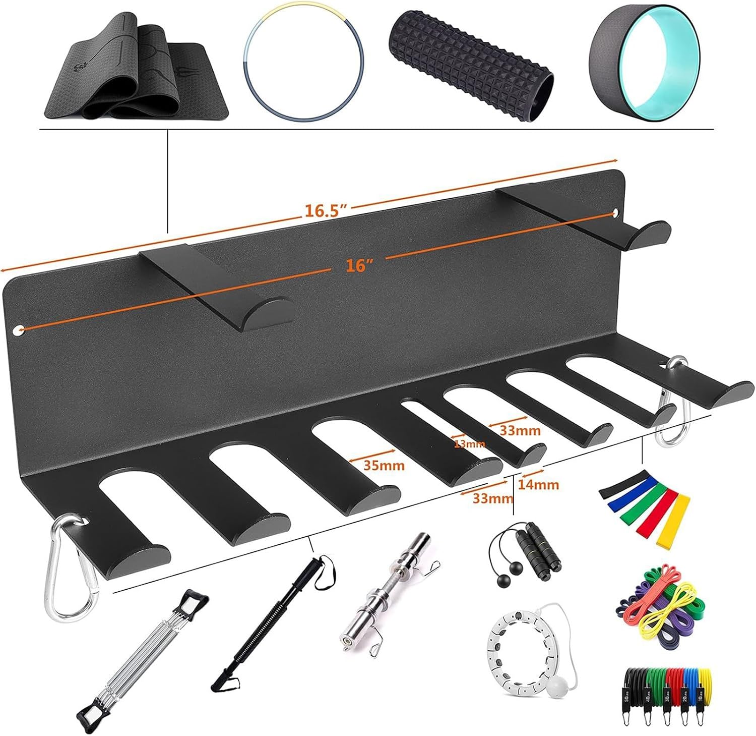  Porte-Accessoires De Fitness,Rangement Pour Équipement D'Entraînement | Support Mural Robust Étagères Gain De Place Pour Salle D'Entraînement Maison Fitness Yoga Garage