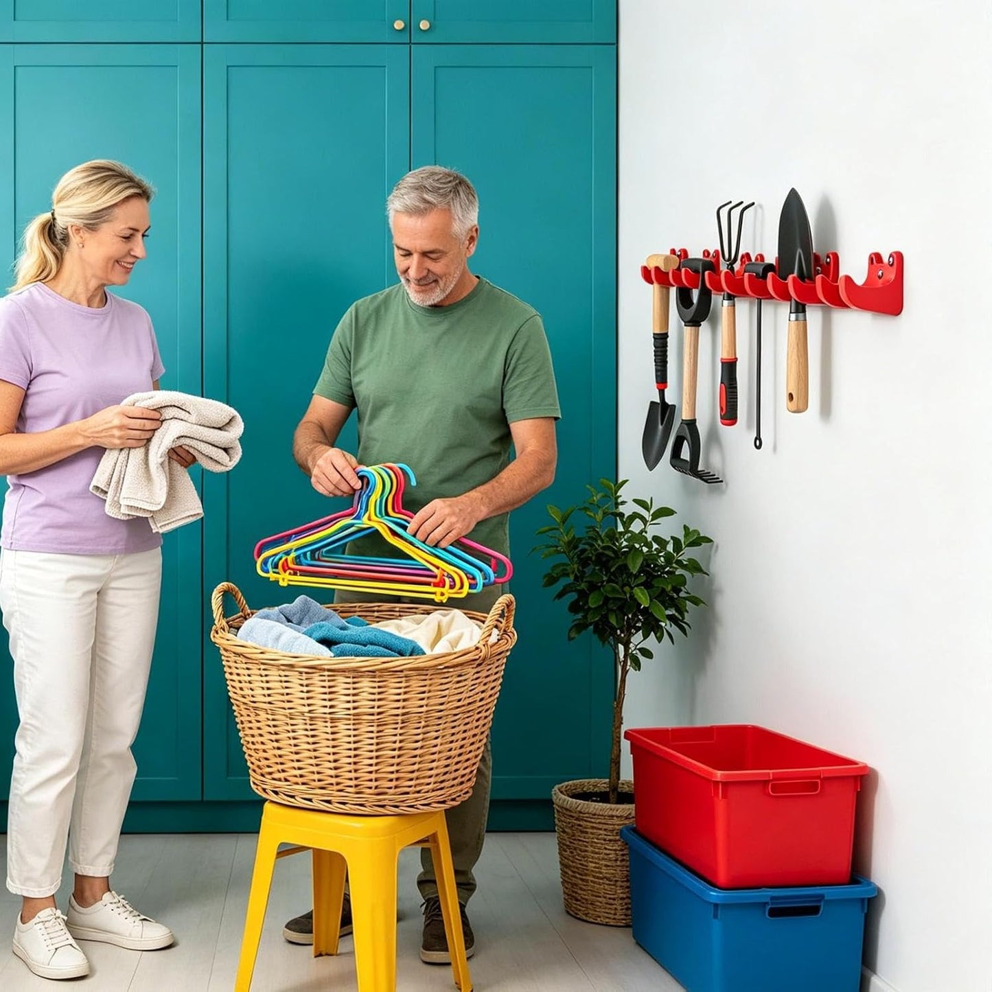  Crochets De Fixation Murale Pour Garage | Support Mural Universel Robuste Et Résistant | Organisateur Suspendu Pour Outils De Jardin | Pour La Maison, L'Atelier, Le Balcon, Le Jardin Et L'Extérieur