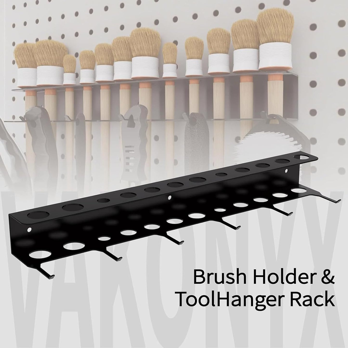GENERIC Porte-brosses De Détail, Très Résistant Et Peu Encombrant Avec Crochets | Rangement D'outils De Lavage De Voiture, Pour Le Garage, Le Travail, La Maison Et L'atelier