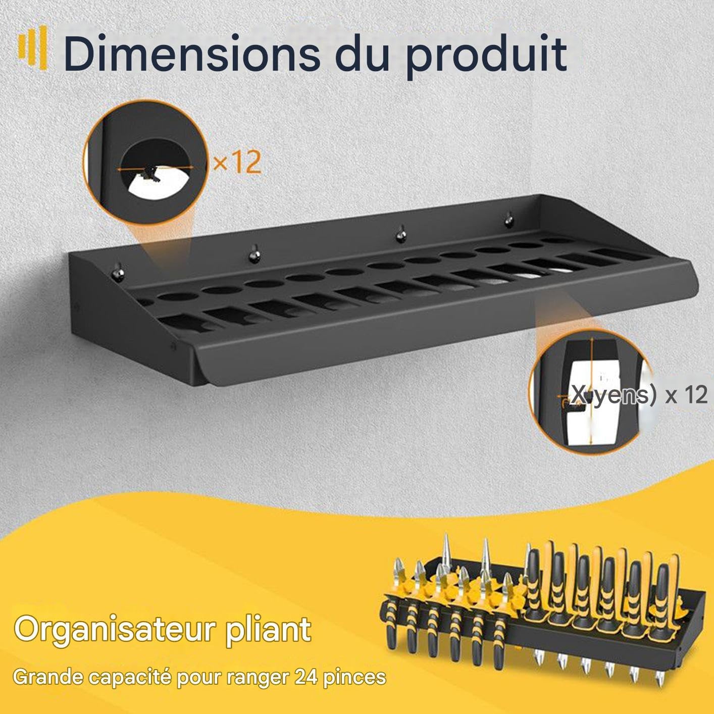  Générique Organisateur De Tournevis,Support De Rangement Robuste Pour Pinces - Support Organisateur D'outils Avec Gain De Place - Pour Garage Atelier Maison Salon Dortoir
