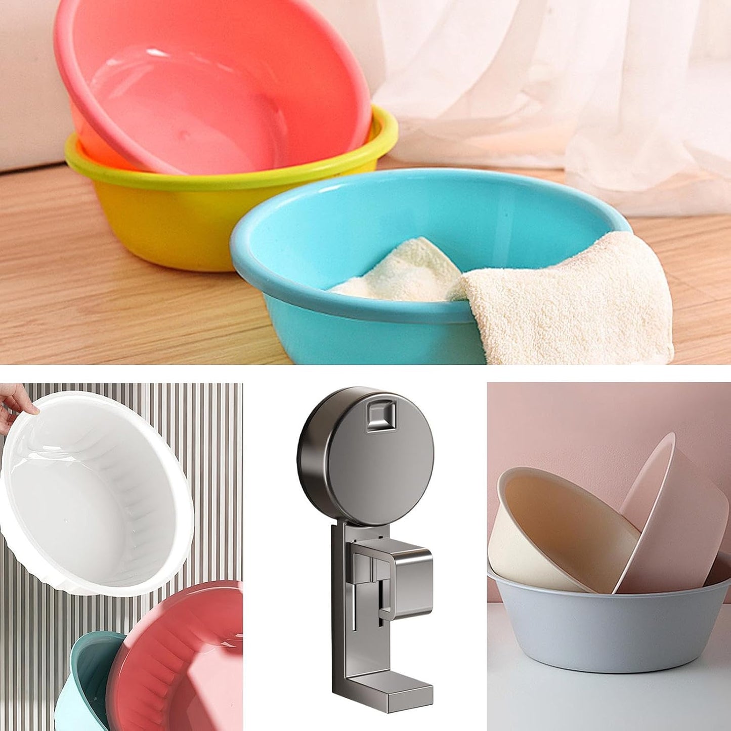  Washbasin Hanger, Bathroom Shower Towel Hook, Wall-Mounted Washbasin Rack, Heavy Duty Towel Hook, VBathroom Organizer Hook, Acuum Suction Rack, Kitchen Pot Hanger, Wall Mounted Storage Rack
