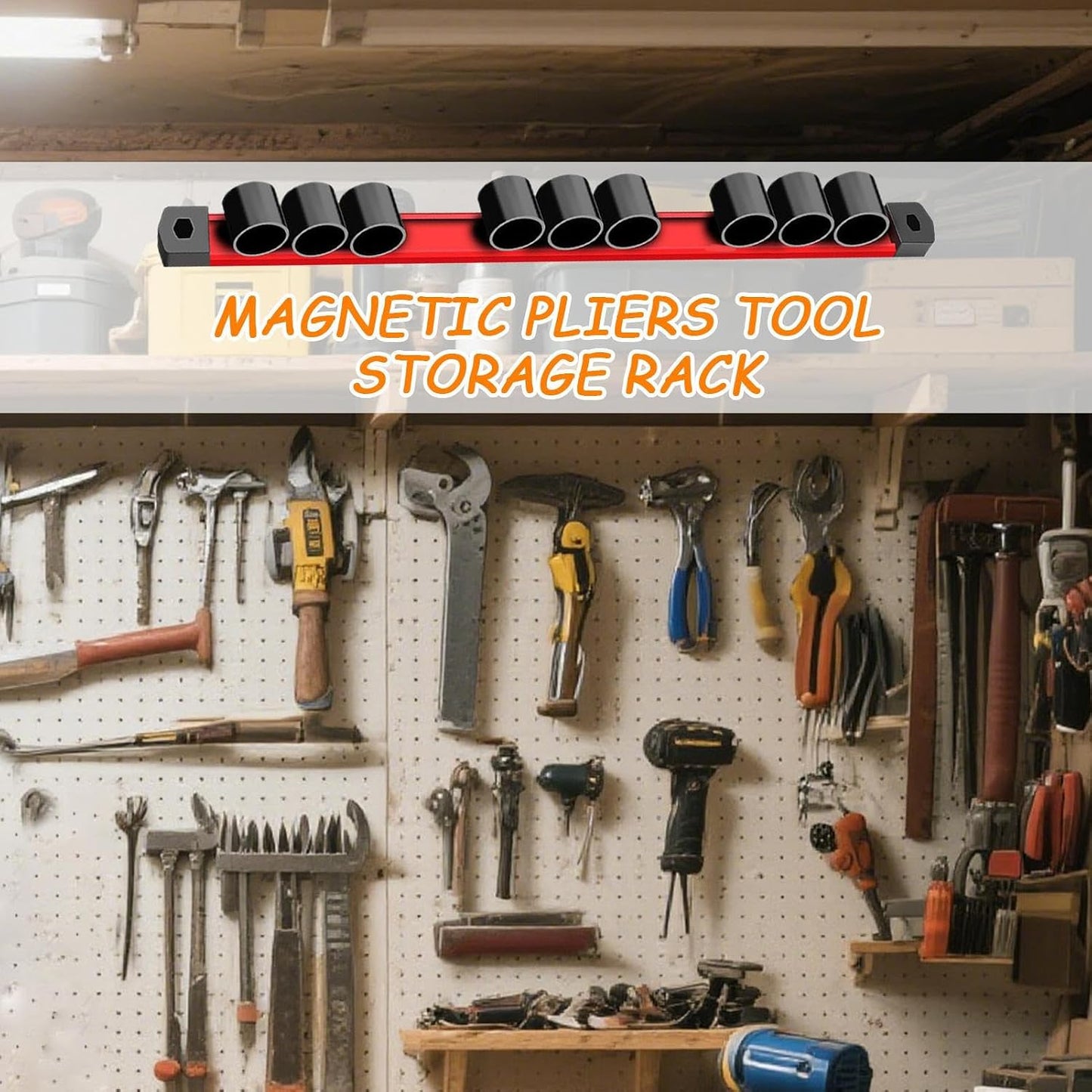  Porte-Tournevis Magnétique,Rangement Pour Clés Et Outils - Rail D'Organisation à 9 Trou Pour Outils : Clés, Pinces Et Ciseaux Avec Porte-Écrous
