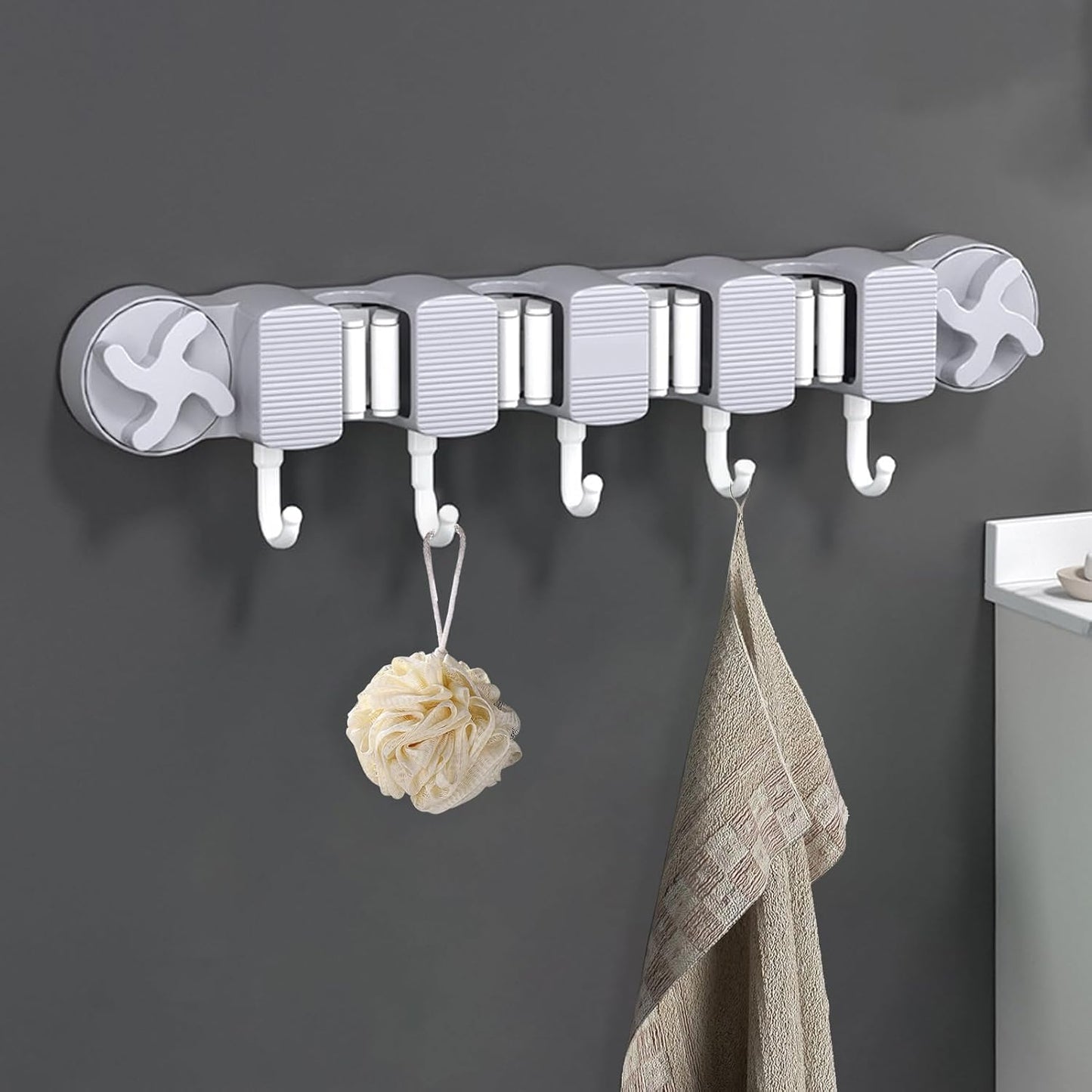  Générique Porte-Balai Mural Fixation | Support Rangement à Ventouses Pour Balai | Organisateur Gain De Place Pour Outils De Ménage Et Jardin Maison Appartement