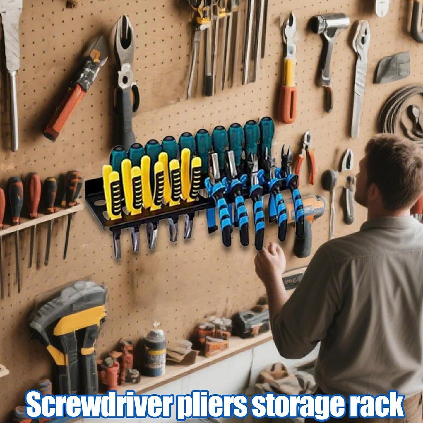 GENERIC Organiseur De Pinces | Support Mural Robuste Pour Pinces à Molette, Clé, Tournevis, Ciseau, Outil De Levier Pour Atelier, Bureau, étagère, Banc, Tiroir