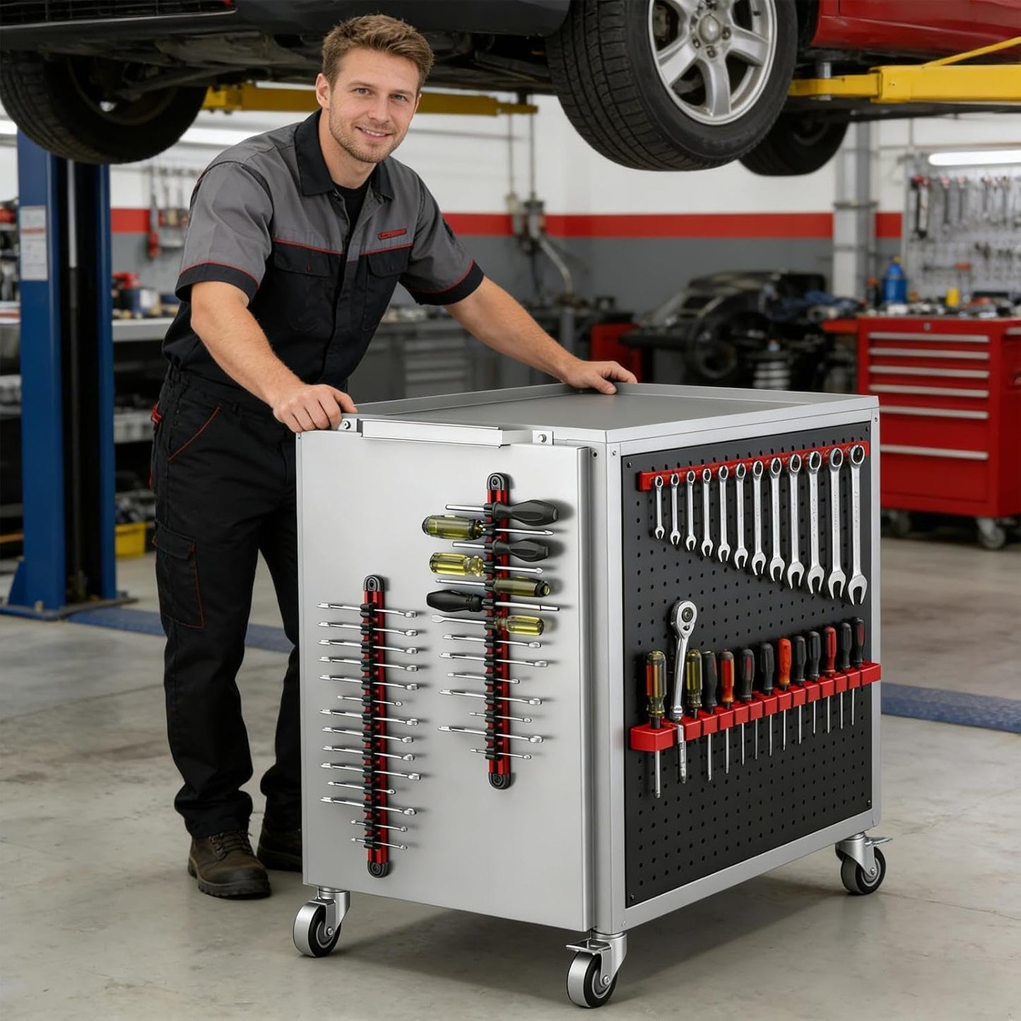 GENERIC Option 1 Support Magnétique Pour Tournevis – Rangement Sur Rail En Aluminium, Porte-clés Haute Capacité Avec Poignée Puissante En Néodyme, Permet D' Les Petits Outils à Main En Toute Sécurité