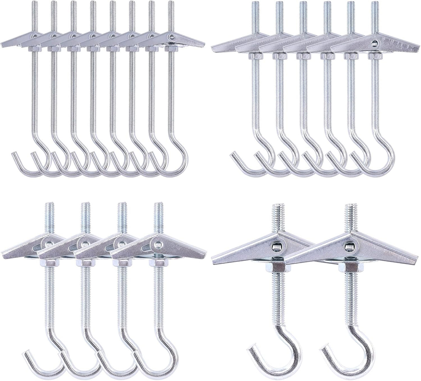 Swpeet Lot De 20 Crochets De Plafond, 4 Tailles En Acier Robuste à Bascule, Boulons à Ailettes Pour Fixation Murale, Crochets De Plafond Pothook Swag Pour Suspendre Des Plantes, Installation Au