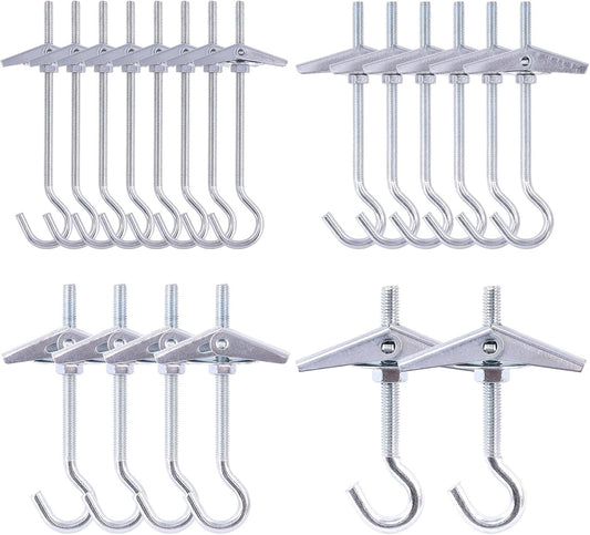  Swpeet Lot De 20 Crochets De Plafond, 4 Tailles En Acier Robuste à Bascule, Boulons à Ailettes Pour Fixation Murale, Crochets De Plafond Pothook Swag Pour Suspendre Des Plantes, Installation Au