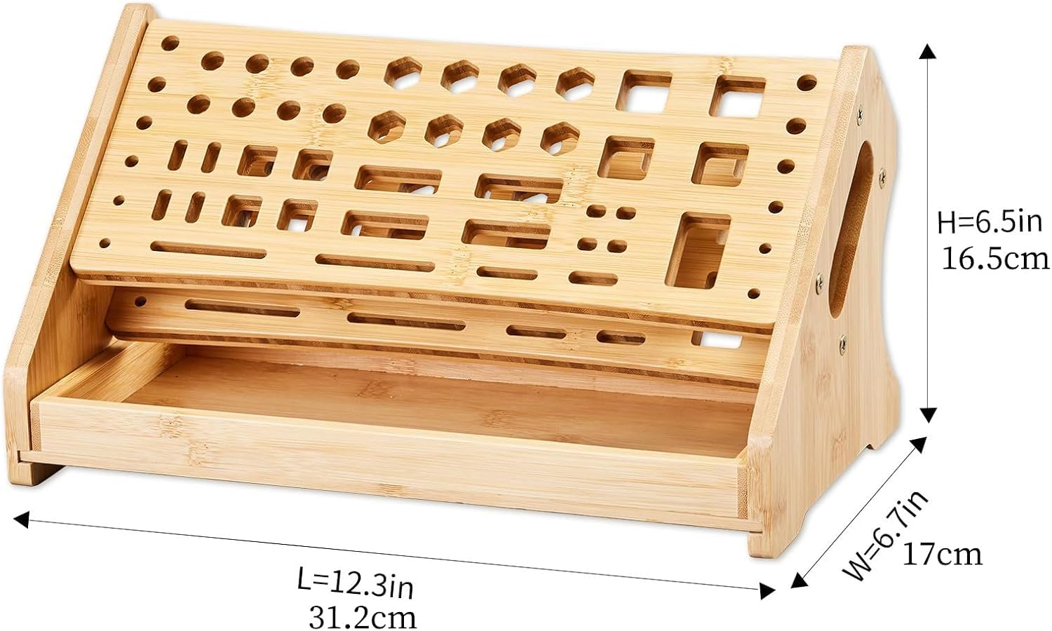  Porte-Tournevis | Support De Rangement En Bois À 53 Trous Avec Plateau,Organisateur D'Outils Manuels,Pour Loisirs Bricolage Réparation Établi Bureau Garage Pegboard Espaces De Travail Intérieurs