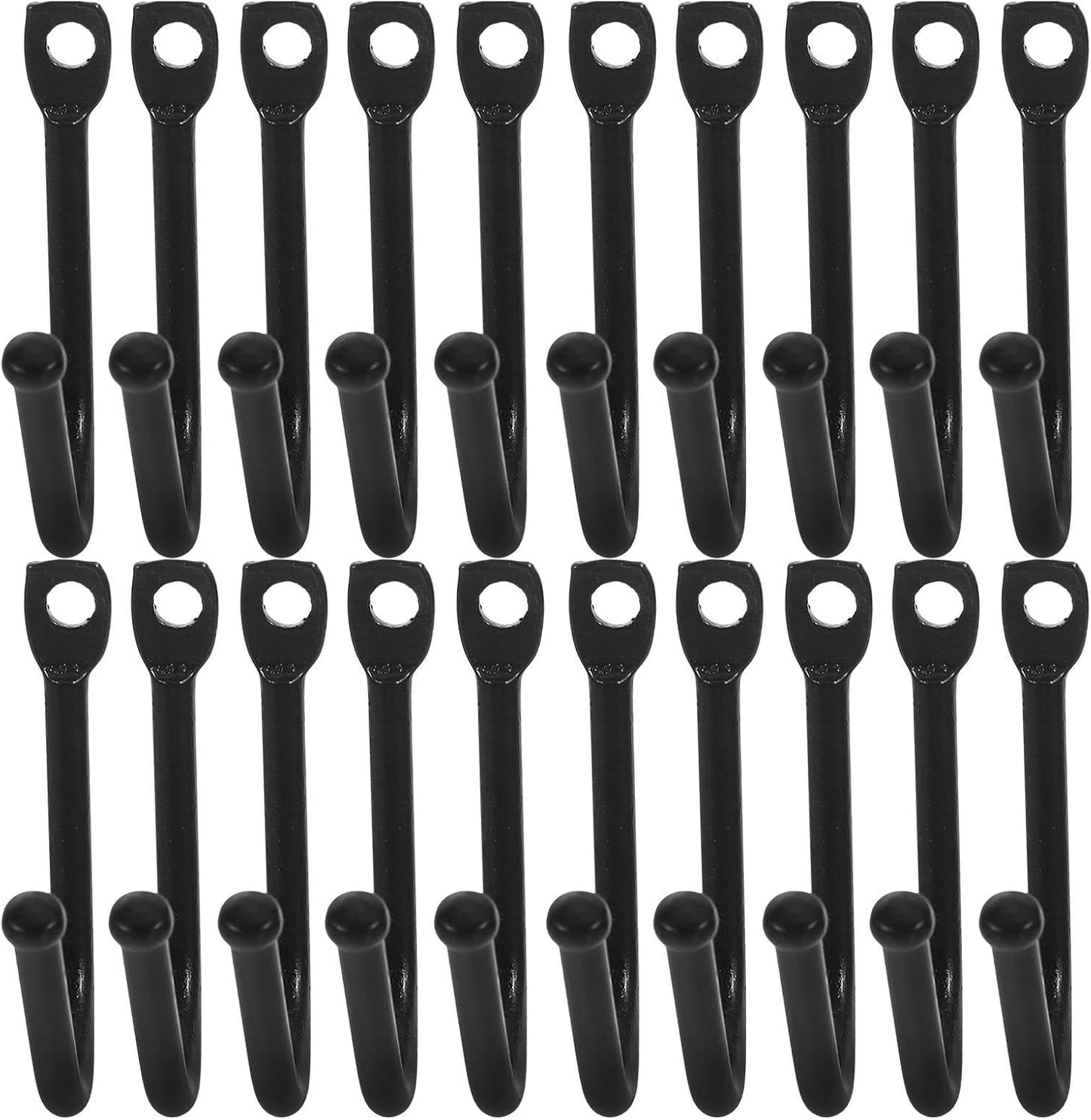  STOBAZA Lot De 20 Crochets Robustes En Fer Noir Pour Suspendre, Crochets Muraux Polyvalents Pour Rangement D'outils Garage Ou Atelier