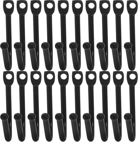  STOBAZA Lot De 20 Crochets Robustes En Fer Noir Pour Suspendre, Crochets Muraux Polyvalents Pour Rangement D'outils Garage Ou Atelier