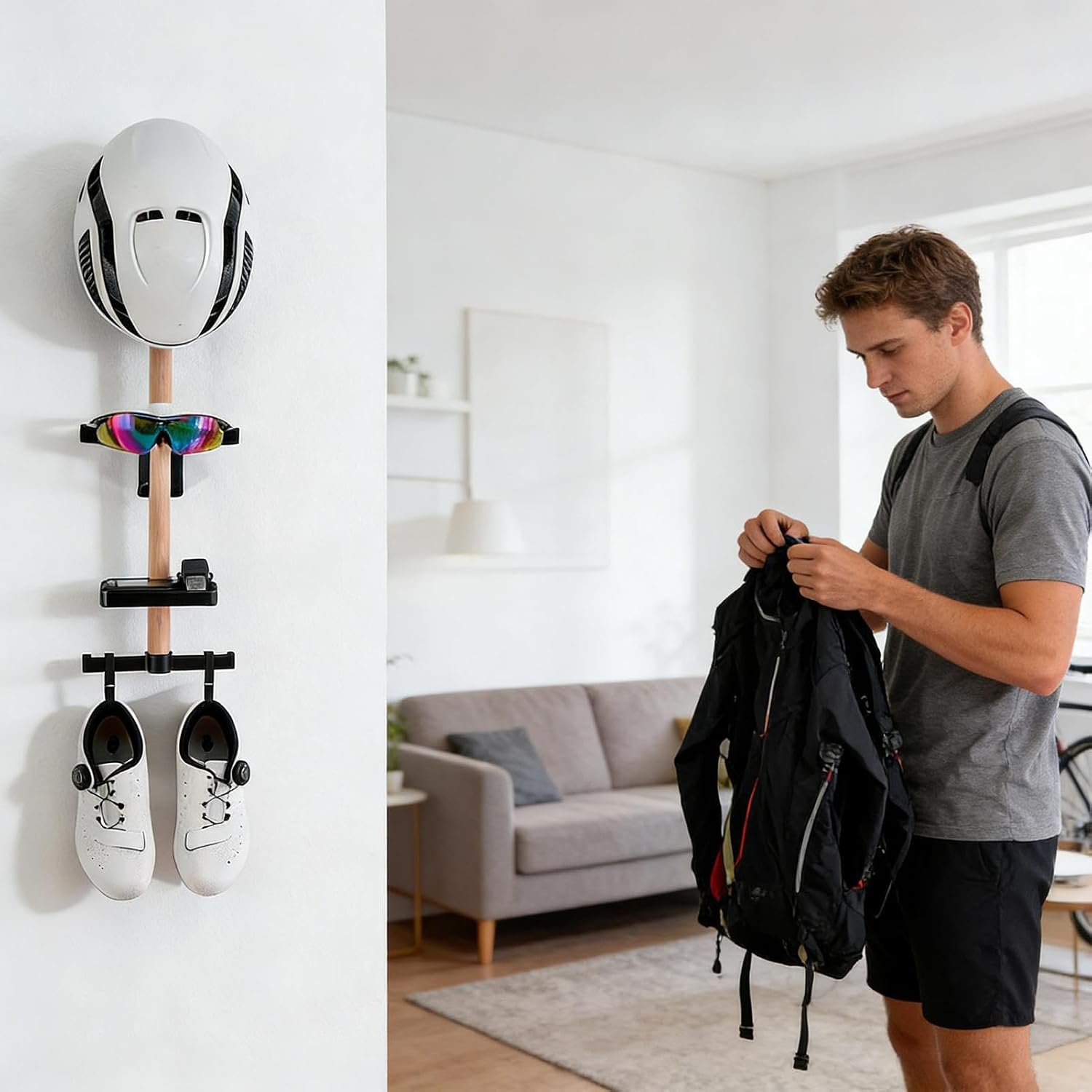  Generisch Support Mural Pour Casque De Vélo, Montage Mural, Gain De Place, Support De Casque De Vélo, Pour La Maison, Le Garage, L'intérieur, Le Salon, L'appartement, Le Mur, L'abri De Jardin, Les
