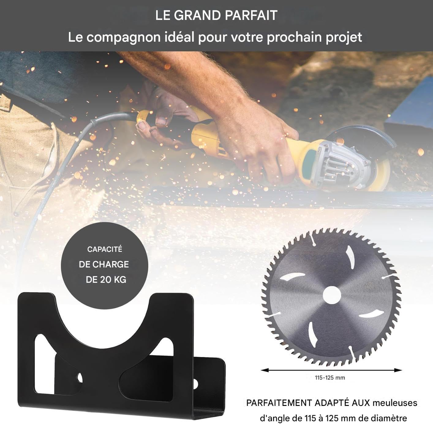  Support Pour Meuleuse D'angle - Support De Meuleuse D'Angle Fixation Murale | Rangement Polyvalent En Métal Pour Atelier Panneau Perforé Garage