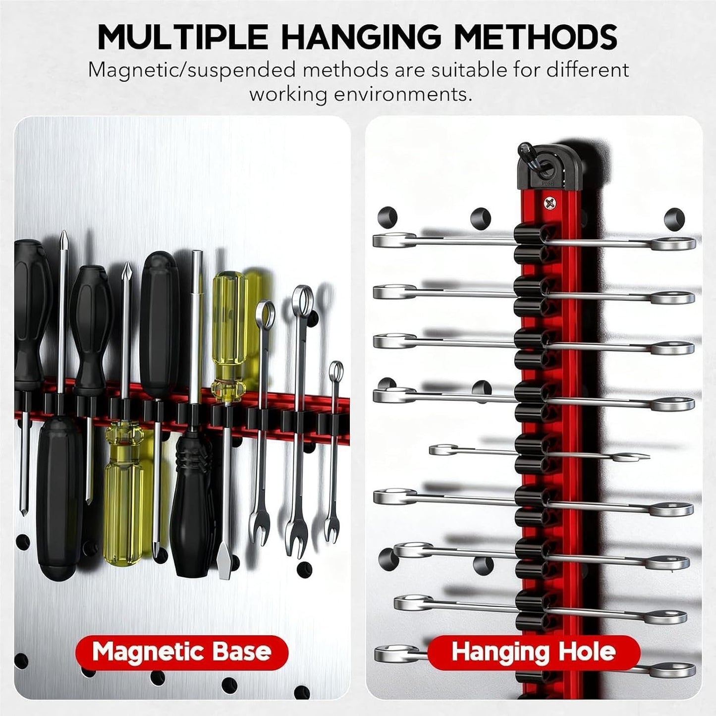 GENERIC Option 1 Support Magnétique Pour Tournevis – Rangement Sur Rail En Aluminium, Porte-clés Haute Capacité Avec Poignée Puissante En Néodyme, Permet D' Les Petits Outils à Main En Toute Sécurité
