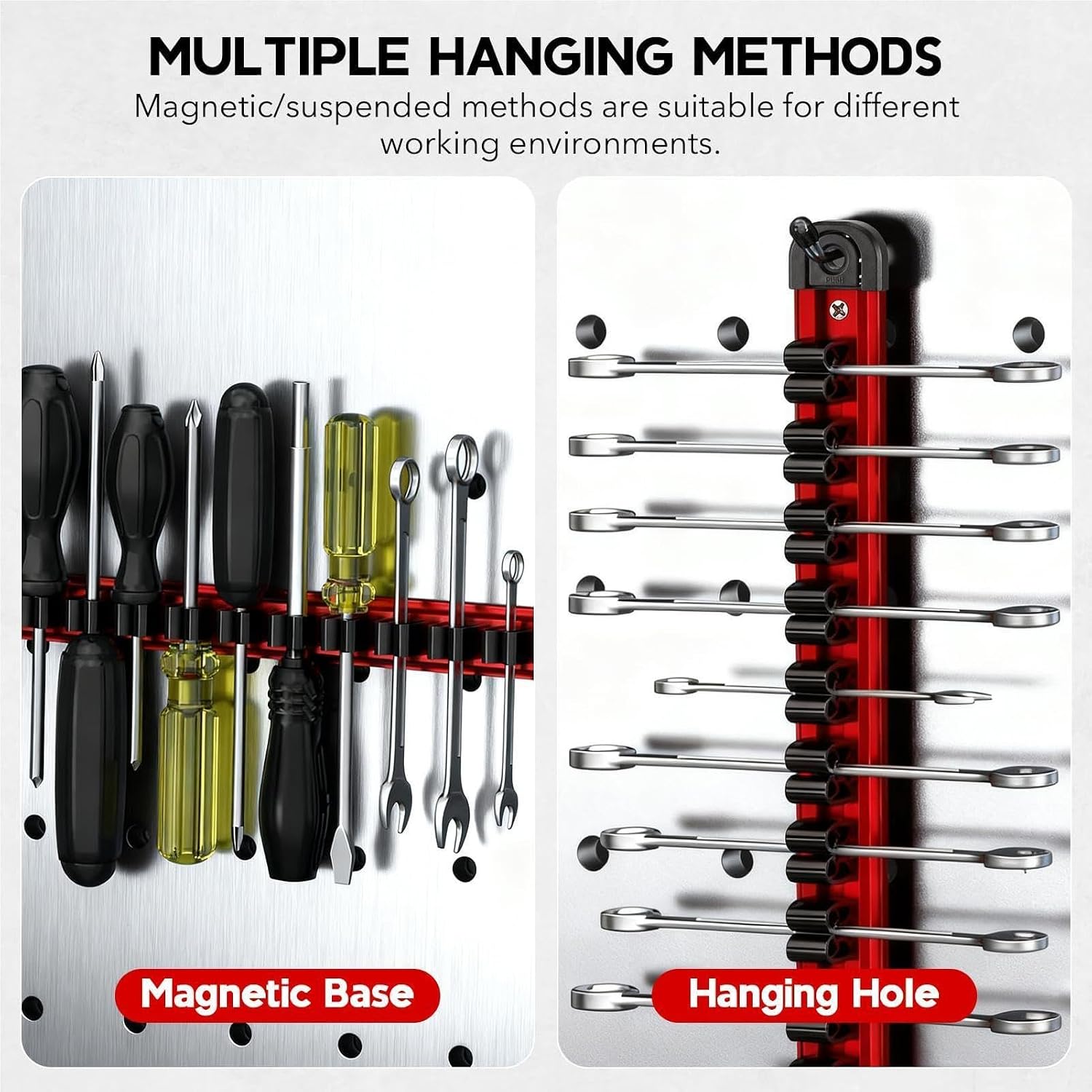 GENERIC Option 1 Support Magnétique Pour Tournevis – Rangement Sur Rail En Aluminium, Porte-clés Haute Capacité Avec Poignée Puissante En Néodyme, Permet D' Les Petits Outils à Main En Toute Sécurité